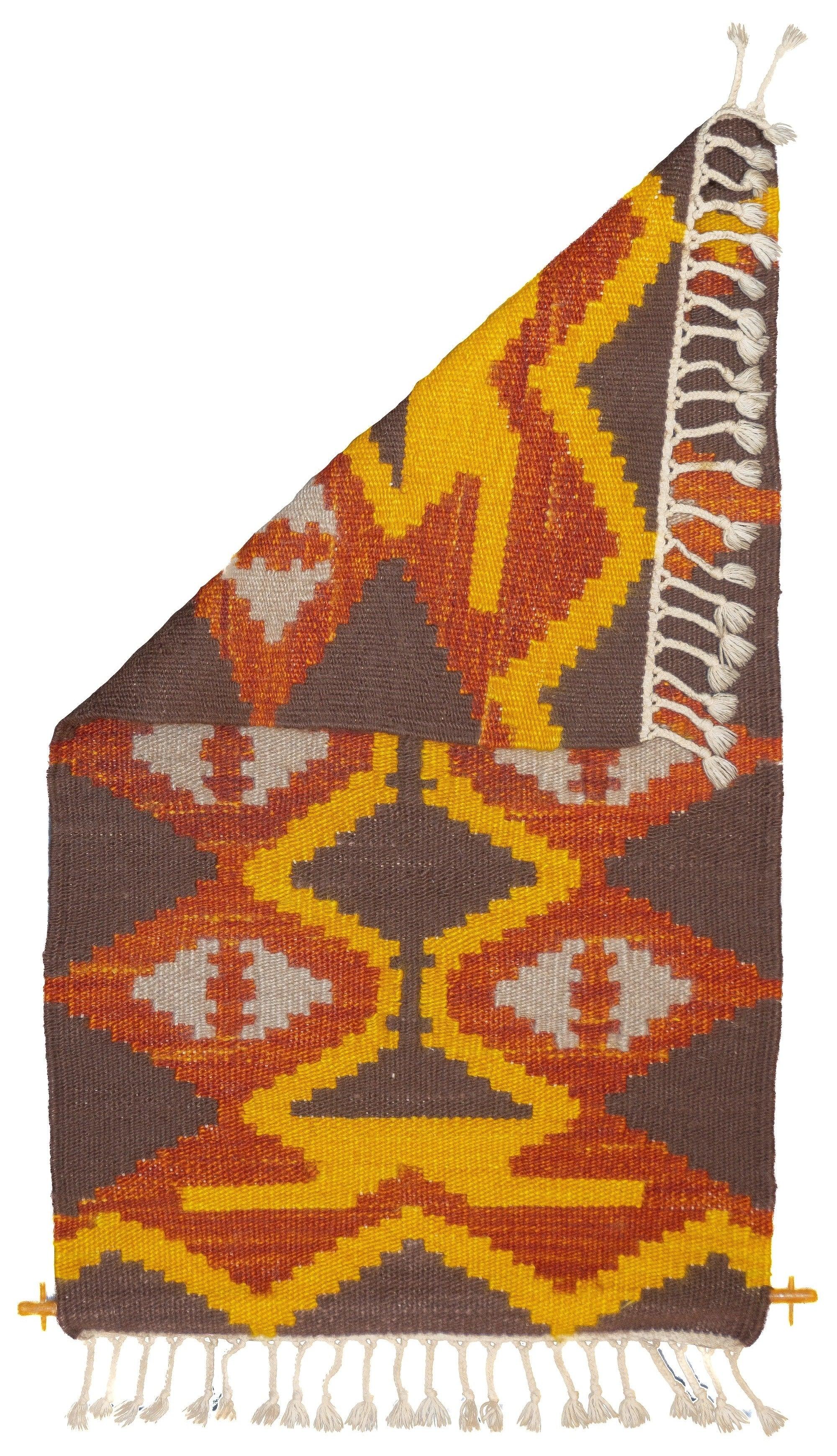Fine Vintage Turkish Anatolian Kilim Wool Rug 2'2'' x 3'8''. A technique rather than a type of rug. Technique is: slit tapestry, warp shared wefting, single or double weft interlocking. Also refers to plainweave bands at end finishes. Kilims are