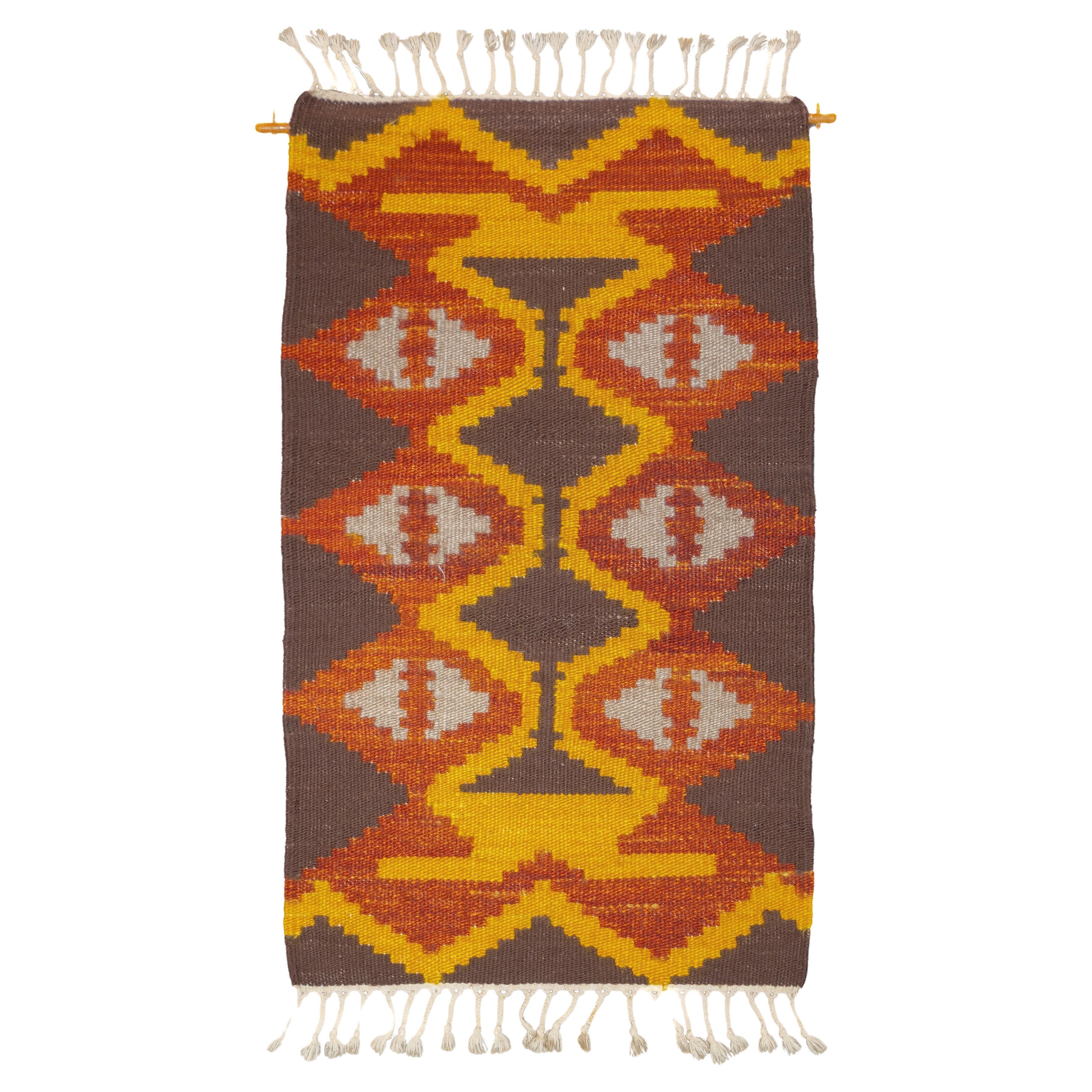 Fine Vintage Turkish Anatolian Kilim Wool Rug 2'2'' x 3'8'' For Sale