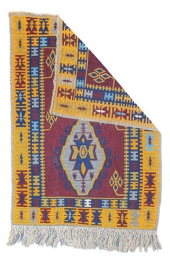 Türkischer Anatolischer Kelim-Wollteppich im Vintage-Stil 3'6'' x 4'10''