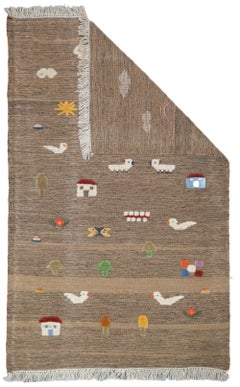 Türkischer Vintage-Kelim-Teppich im Vintage-Stil 3'2'' x 5'1''