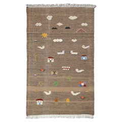 Tapis Kilim turc vintage de 3'2'' x 5'1''