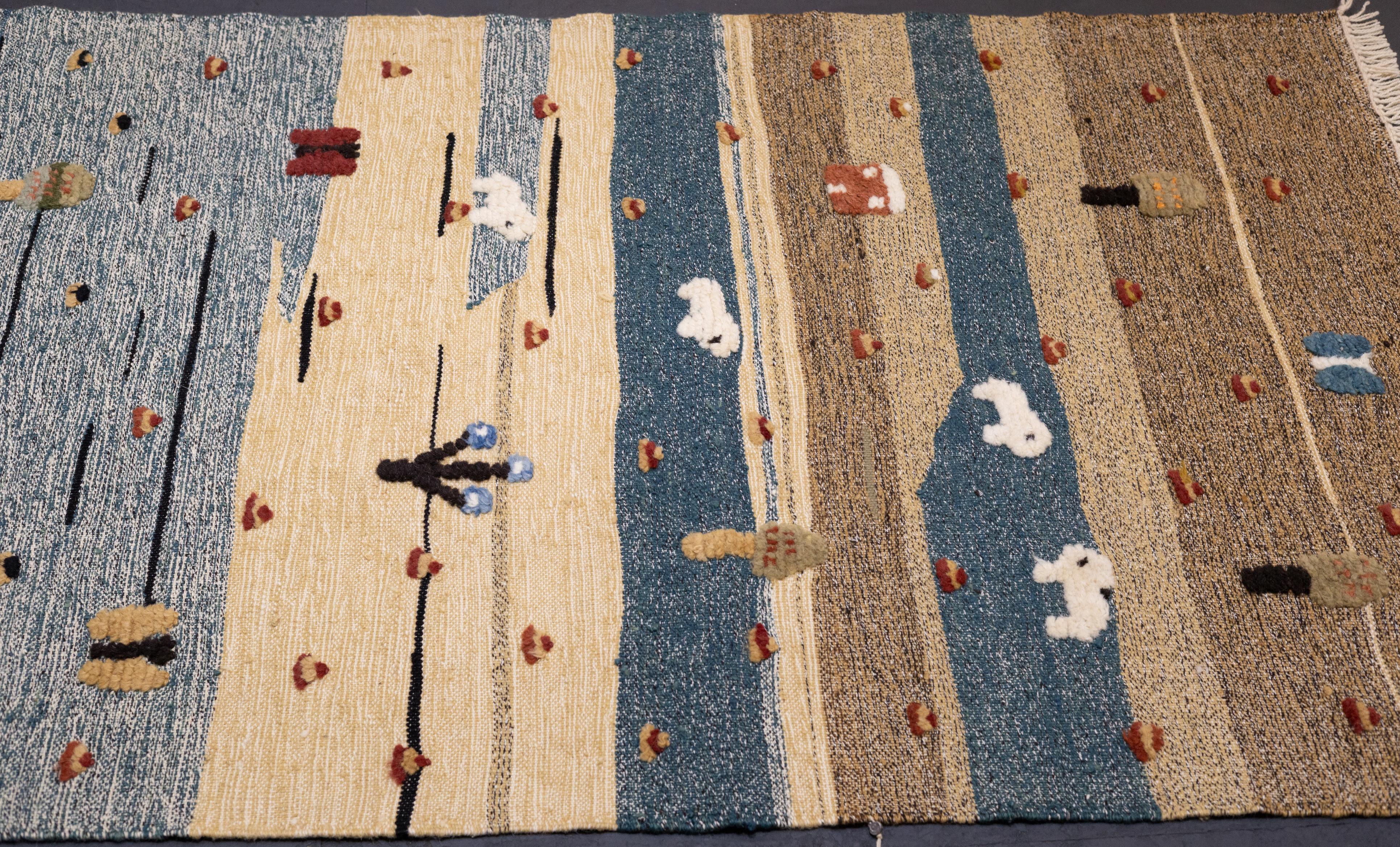 Türkischer Vintage-Kelim-Teppich im Vintage-Stil 3'8'' x 5'7'' (Wolle) im Angebot