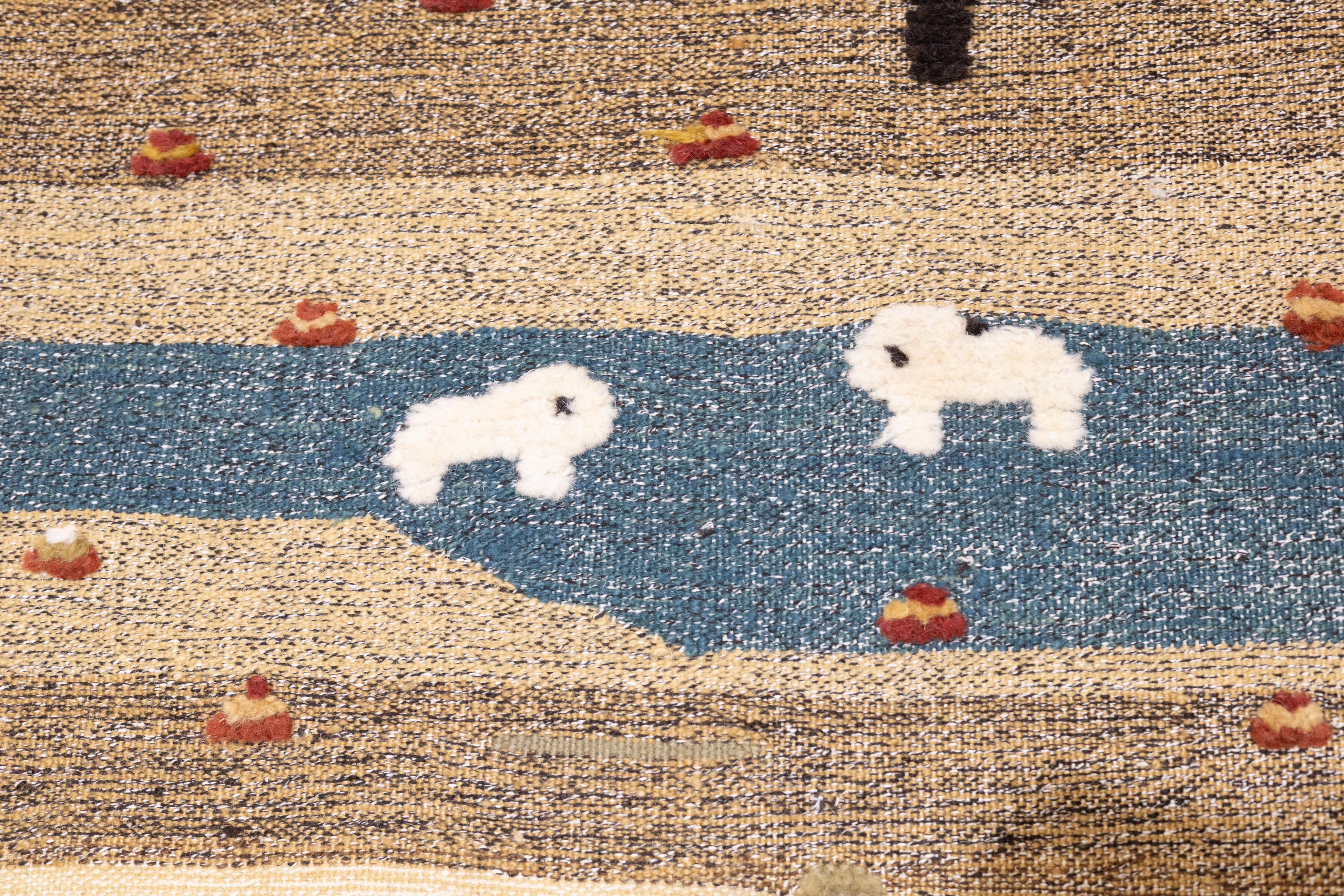 Türkischer Vintage-Kelim-Teppich im Vintage-Stil 3'8'' x 5'7'' im Angebot 1