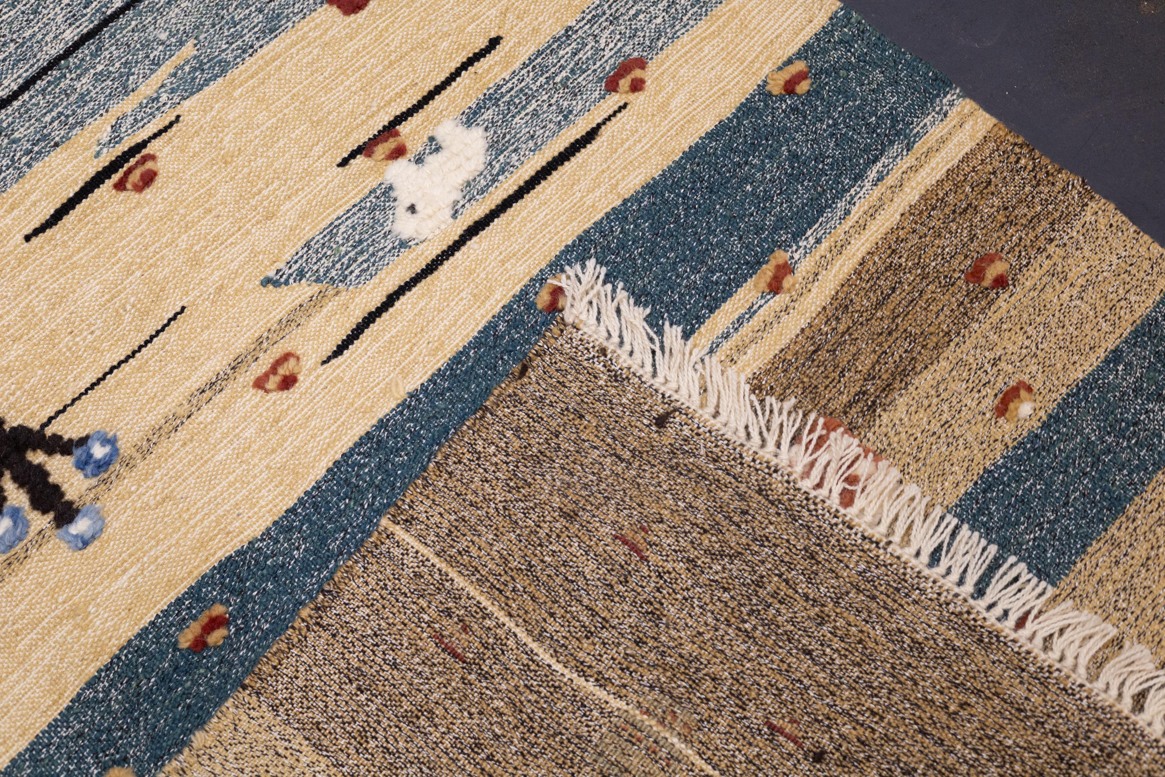Türkischer Vintage-Kelim-Teppich im Vintage-Stil 3'8'' x 5'7'' im Angebot 4