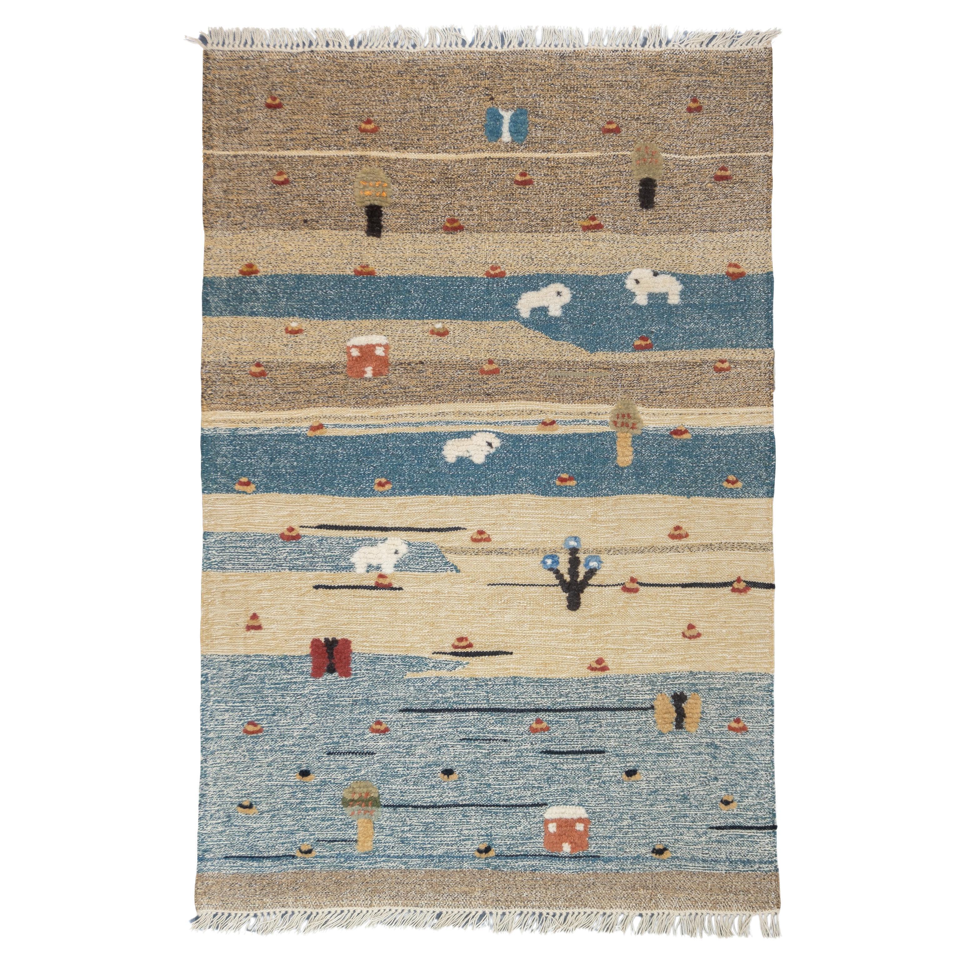 Fine Vintage Turkish Kilim Rug 3'8'' x 5'7''