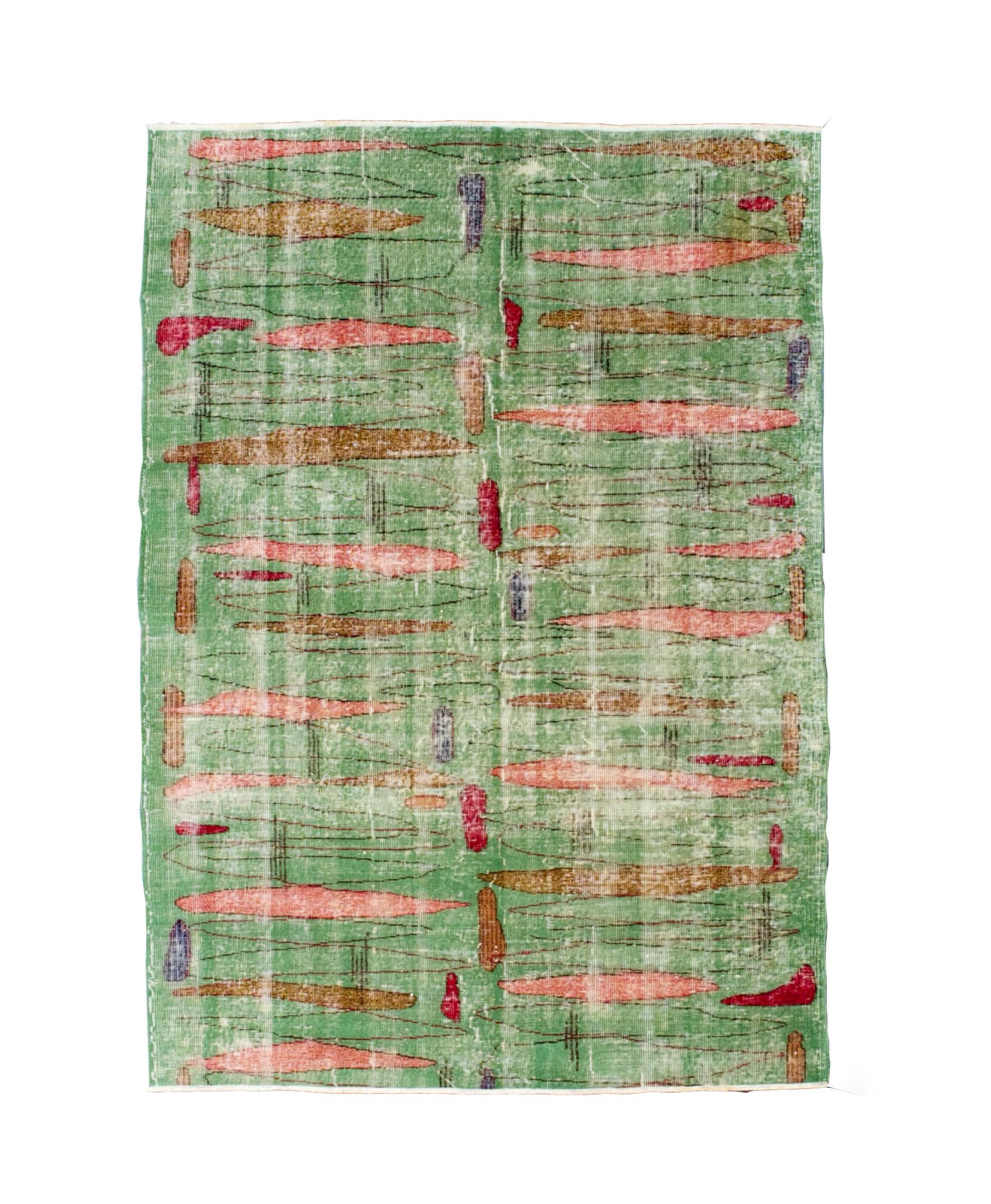Fine Vintage Türkisch Moderne Wolle Teppich 5' x 7'2