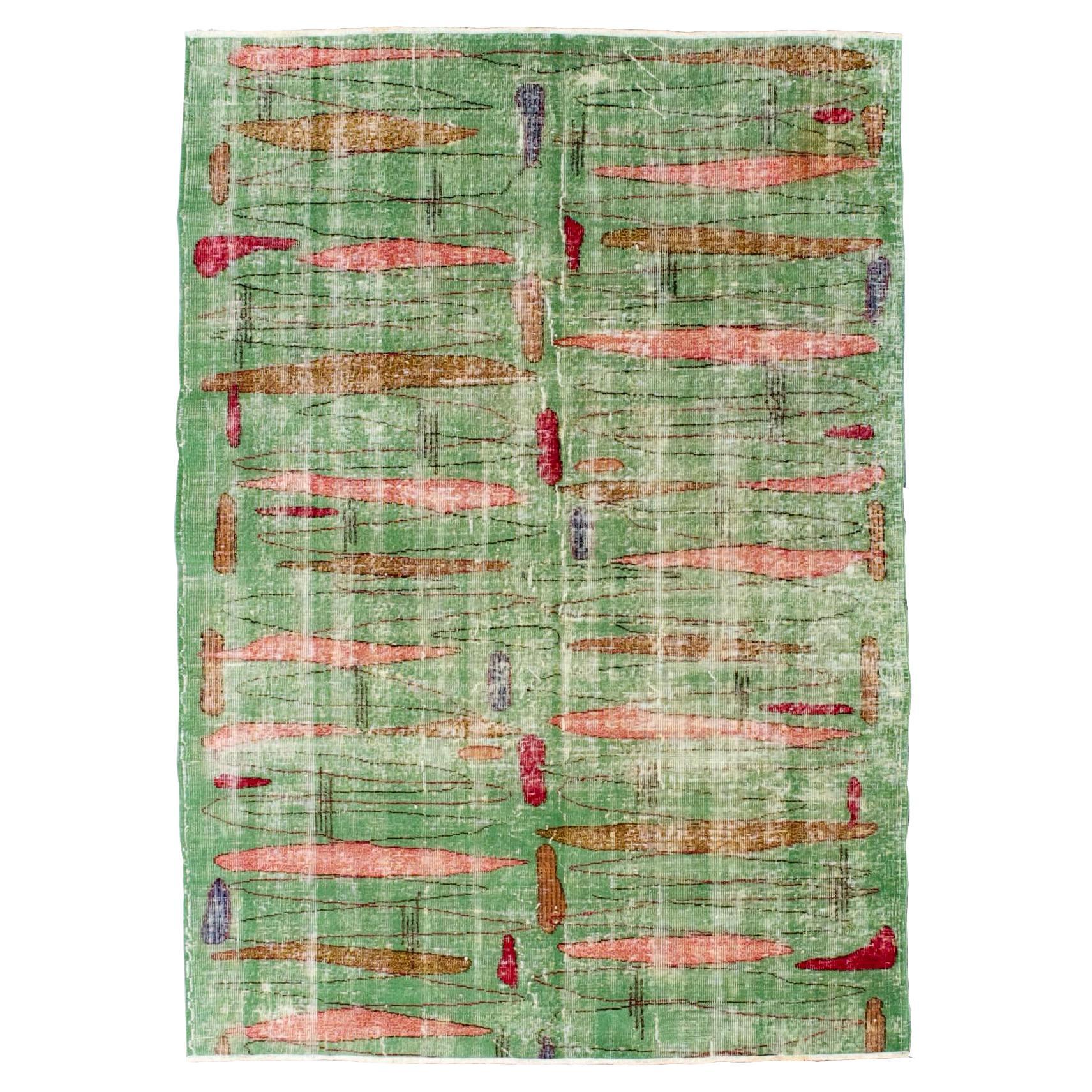 Fine Vintage Türkisch Moderne Wolle Teppich 5' x 7'2"