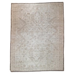 Fine tapis turc Oushak en laine vintage 8'1'' x 10'4''