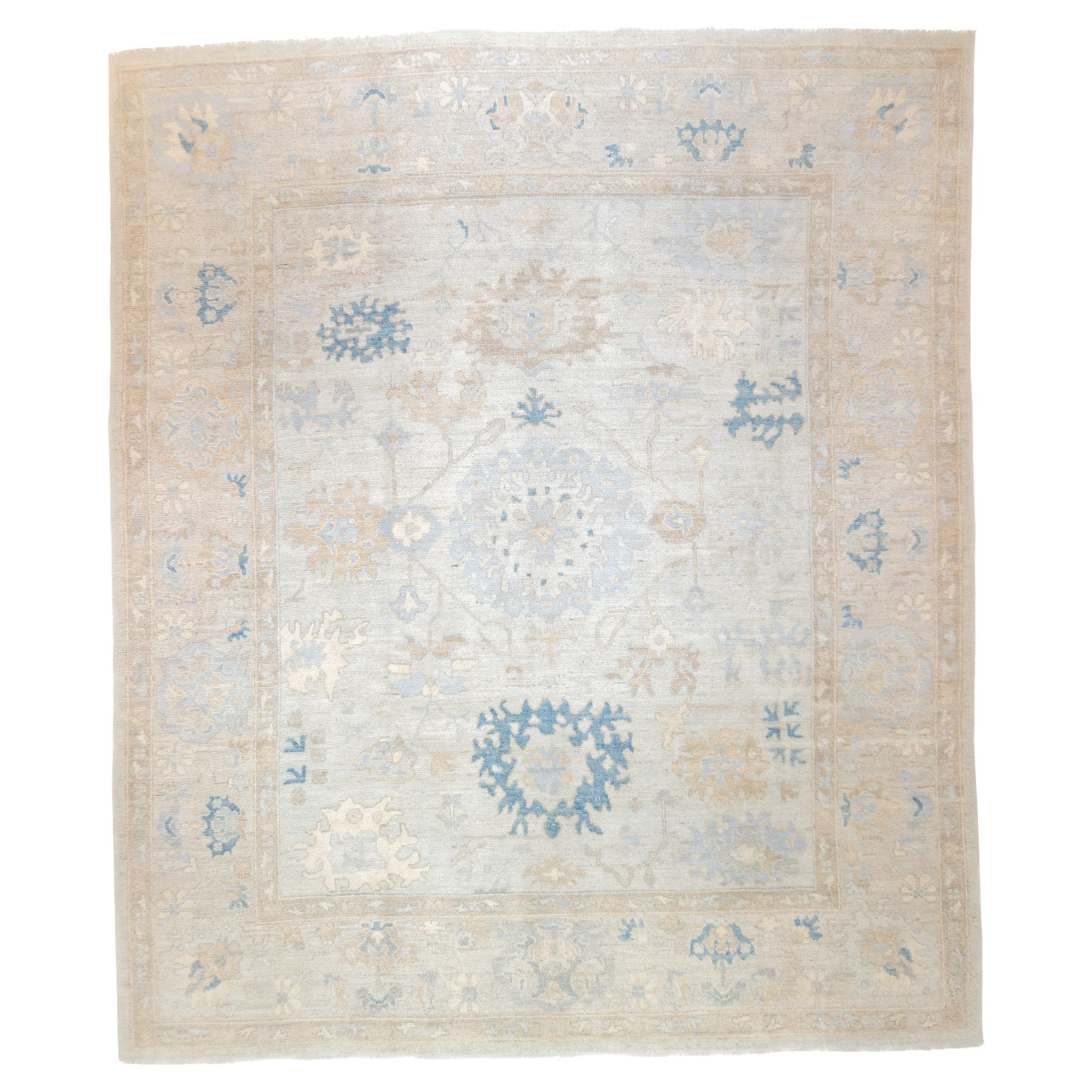 Fine Vintage Turkish Oushak Wool Rug 8'1'' x 9'7'' For Sale
