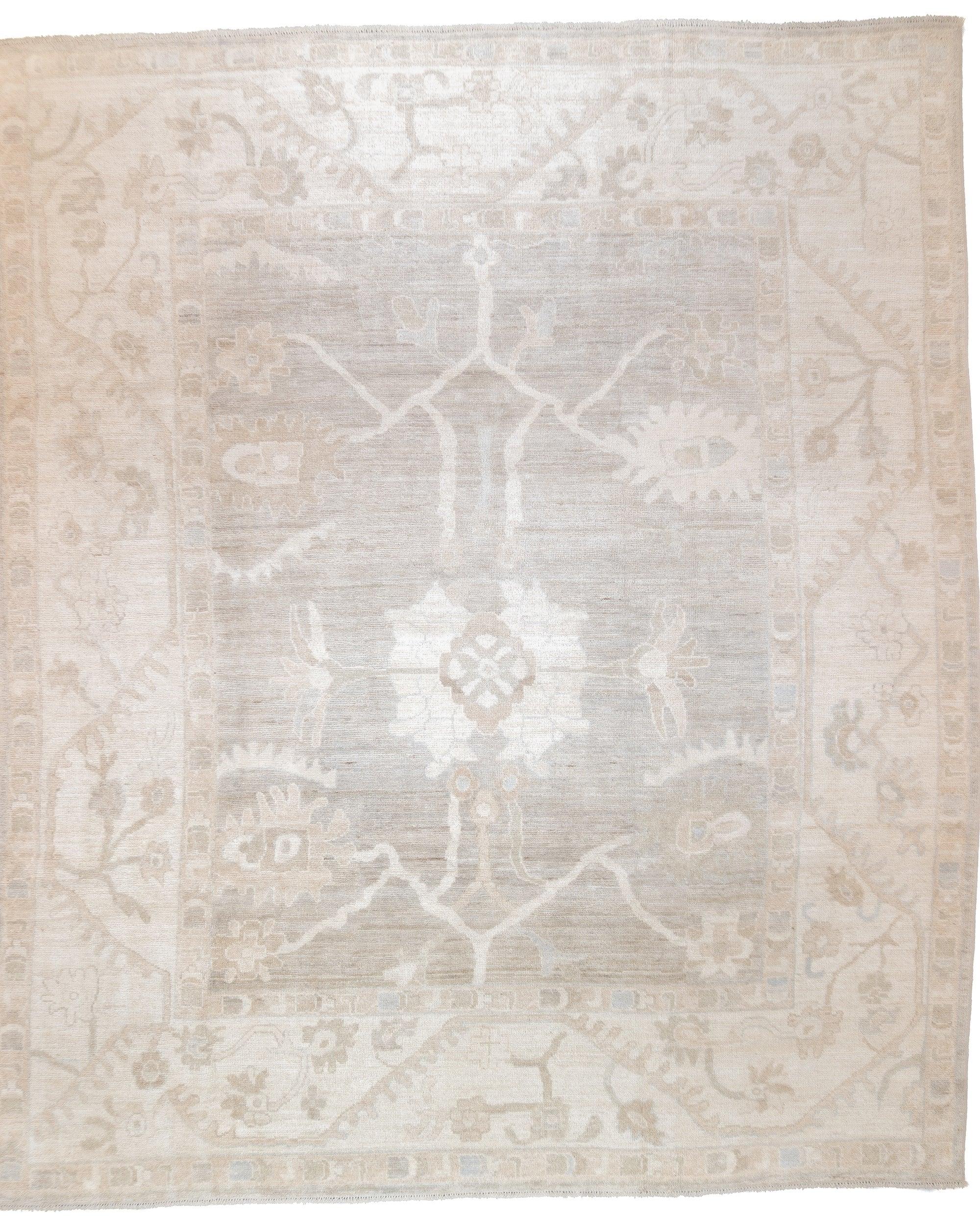Fine Vintage Turkish Oushak Wool Rug 8'1'' x 9'8'' In Good Condition For Sale In New York, NY