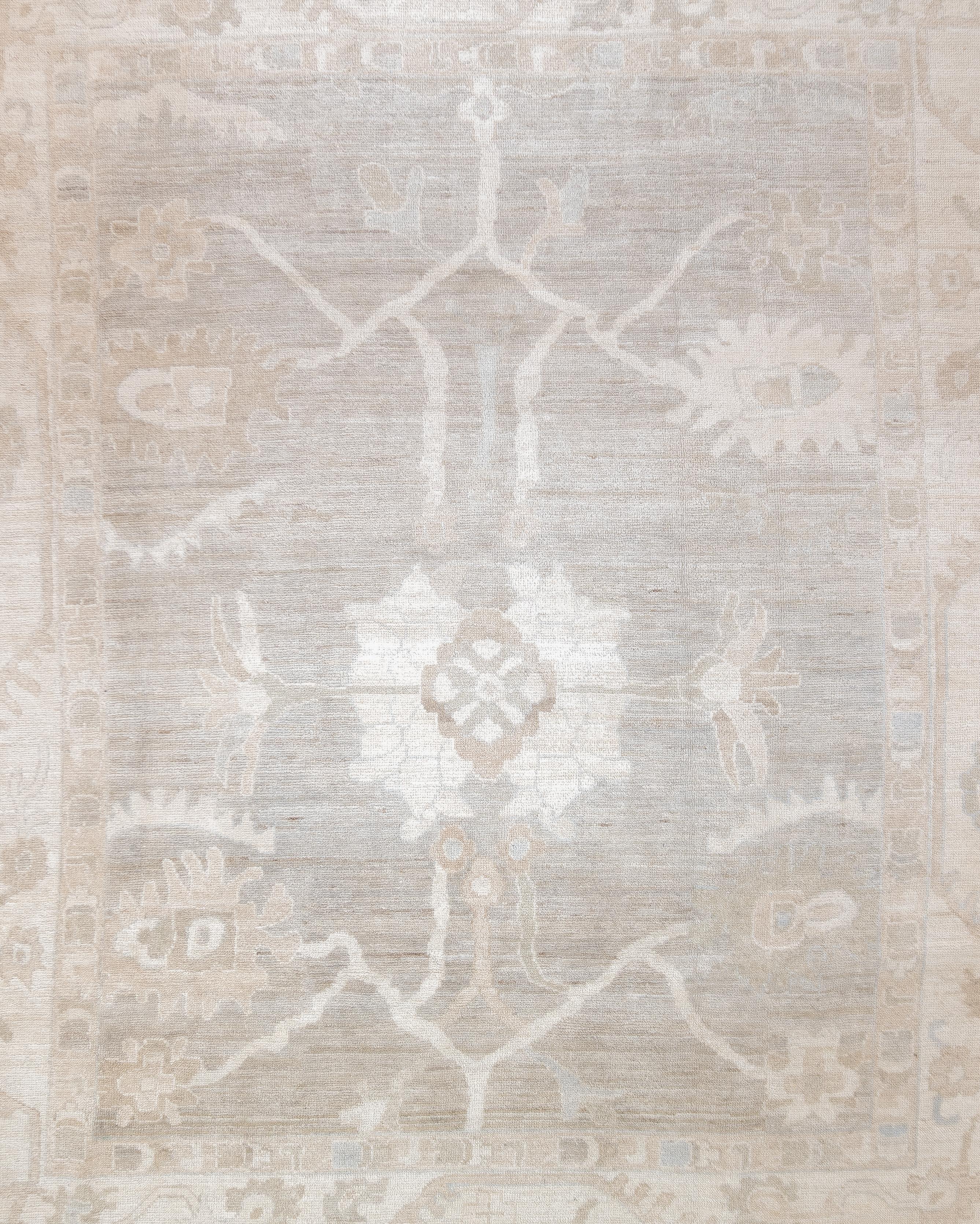 20th Century Fine Vintage Turkish Oushak Wool Rug 8'1'' x 9'8'' For Sale