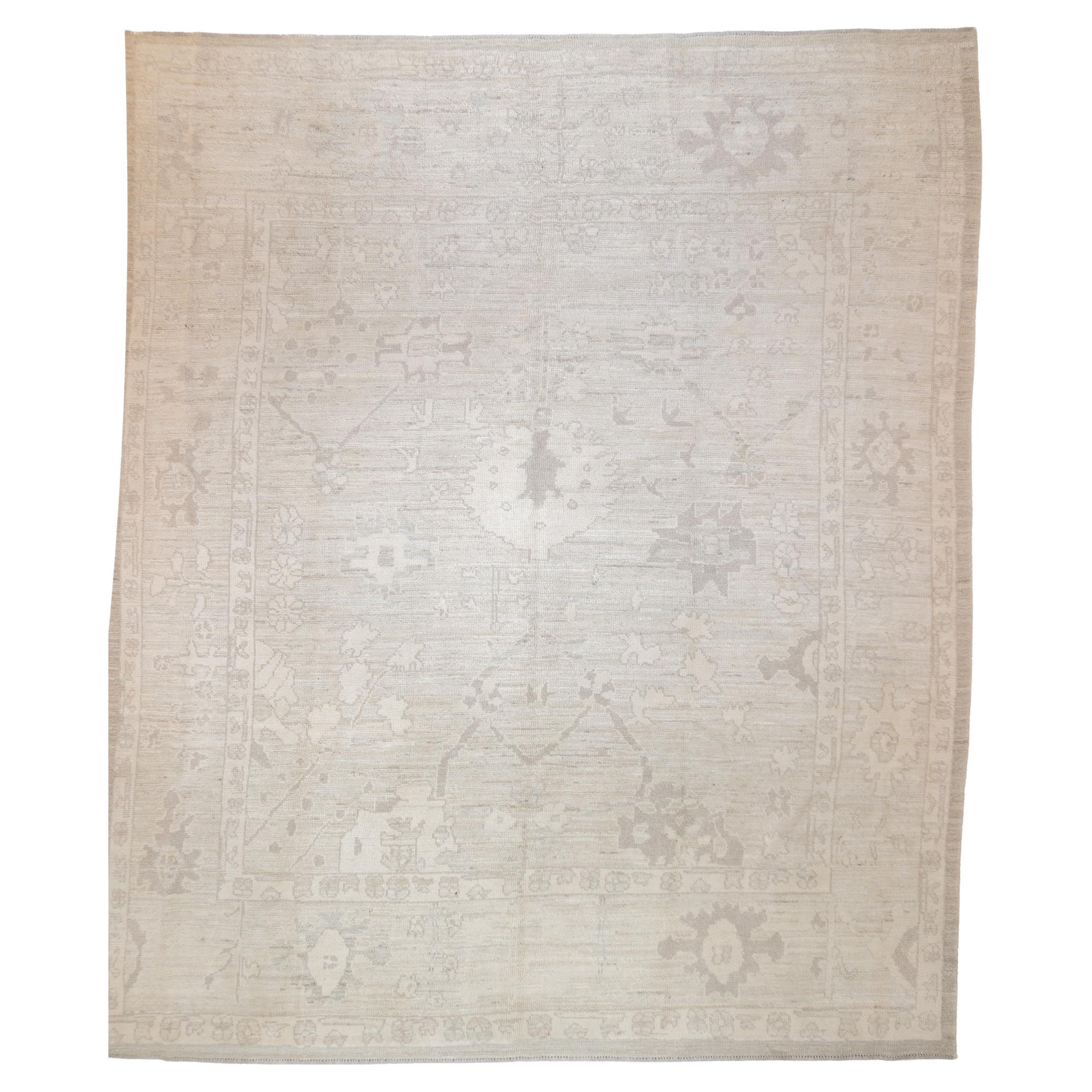 Fine Vintage Turkish Oushak Wool Rug 8'4'' x 10' For Sale