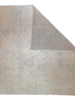 Fine tapis turc d'Oushak en laine vintage 8'5'' x 9'9''