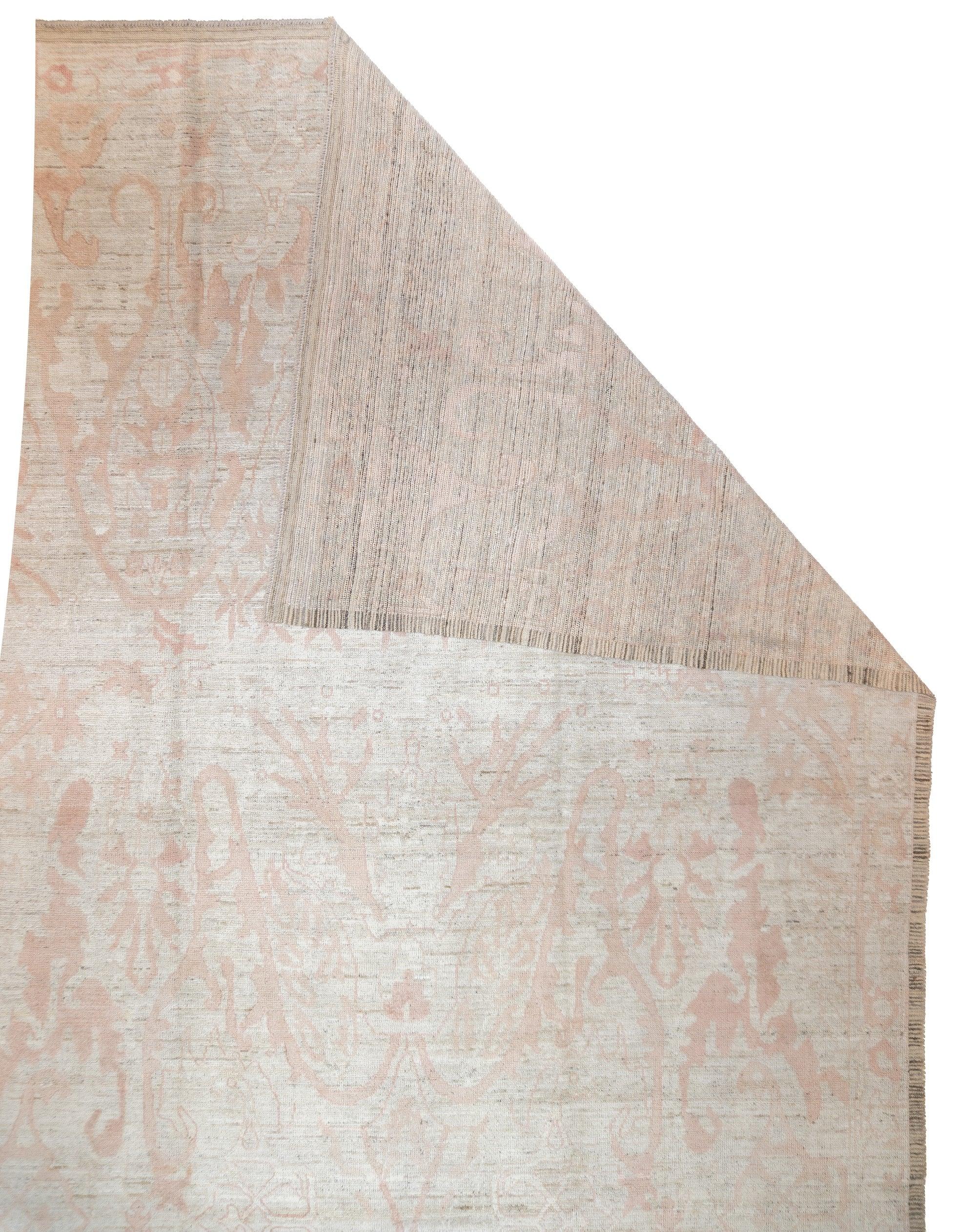 Fine Vintage Türkisch Oushak Wolle Teppich 9'3'' x 12'3''.