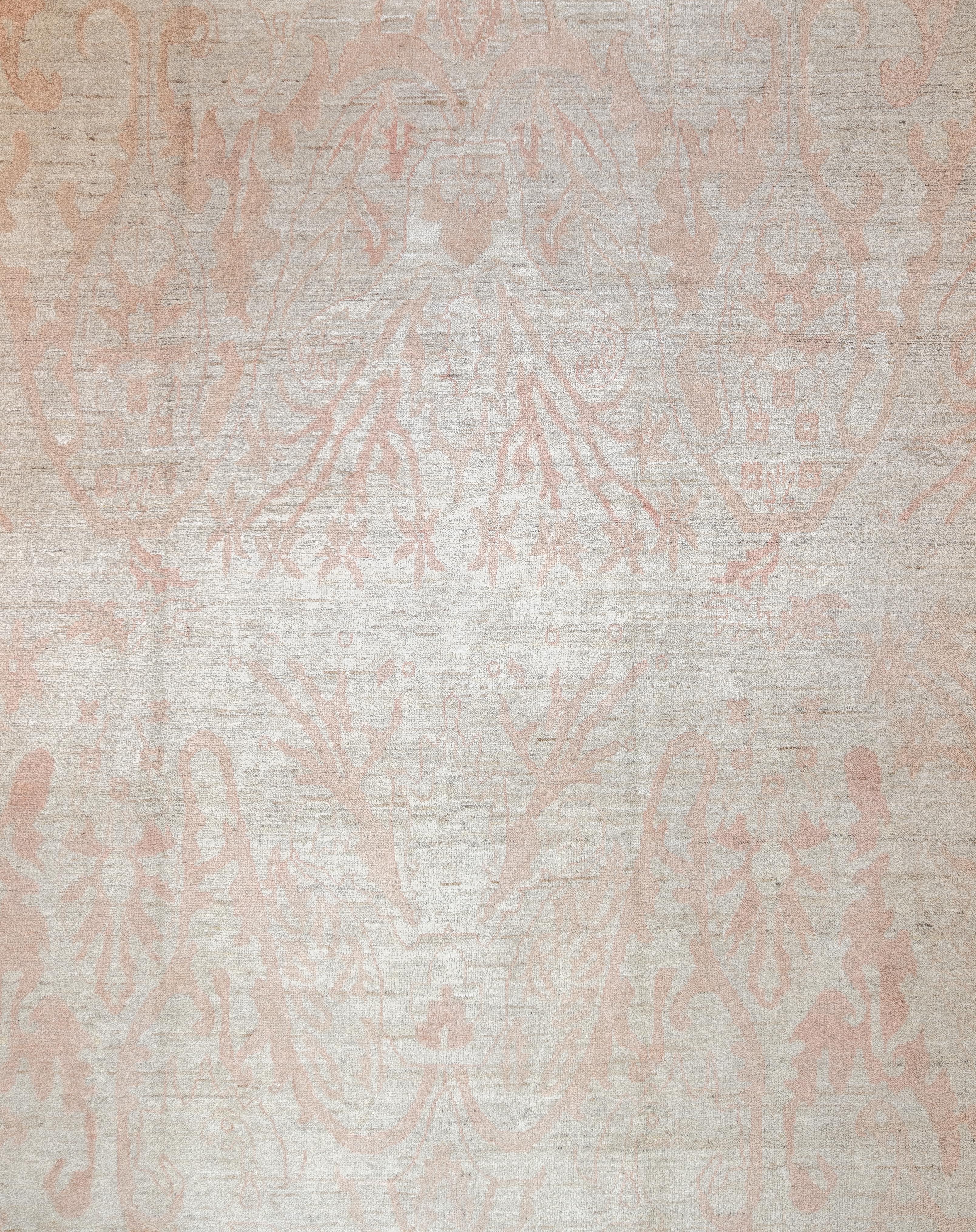 Türkischer Oushak-Wollteppich im Vintage-Stil 9'3'' x 12'3'' (20. Jahrhundert) im Angebot