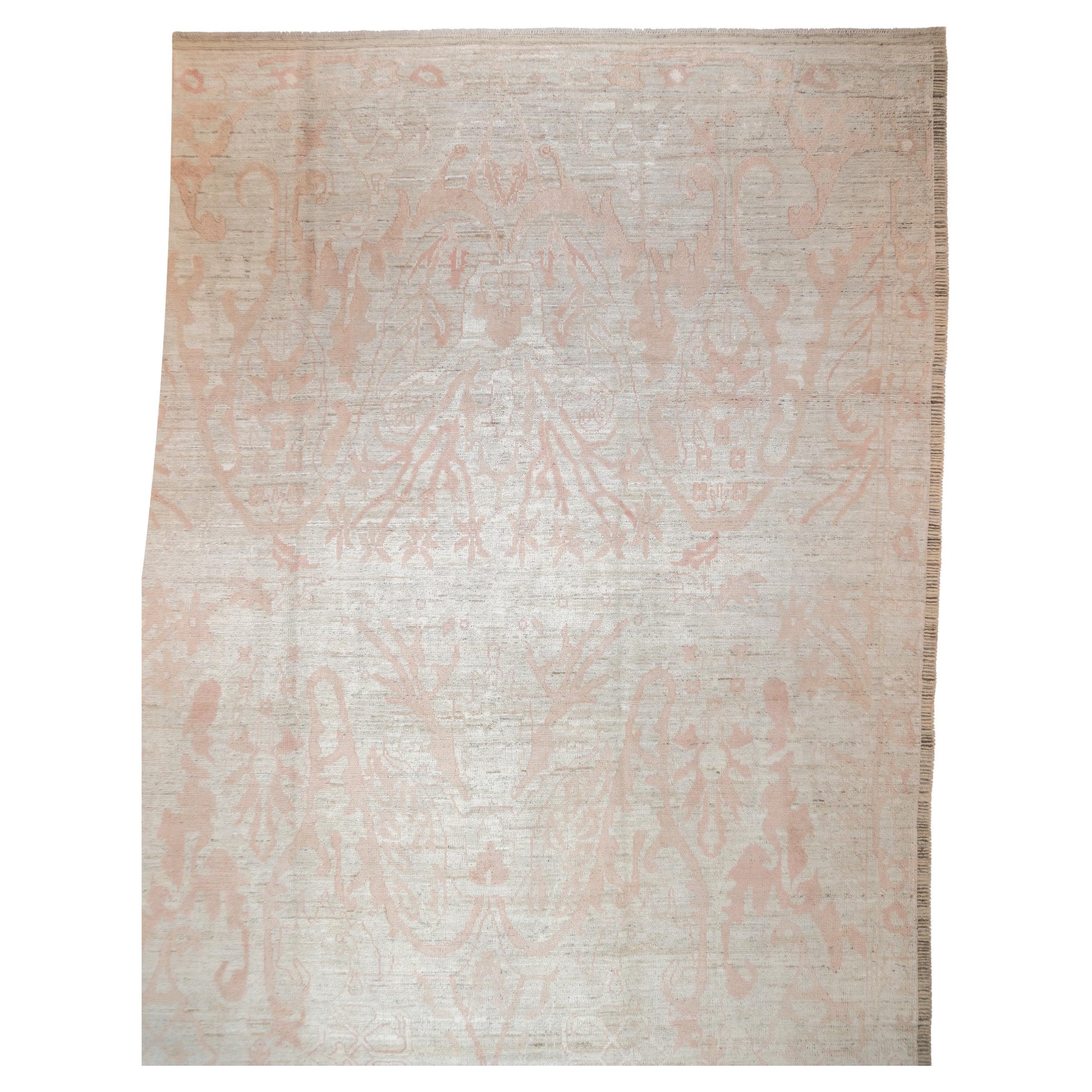 Türkischer Oushak-Wollteppich im Vintage-Stil 9'3'' x 12'3'' im Angebot