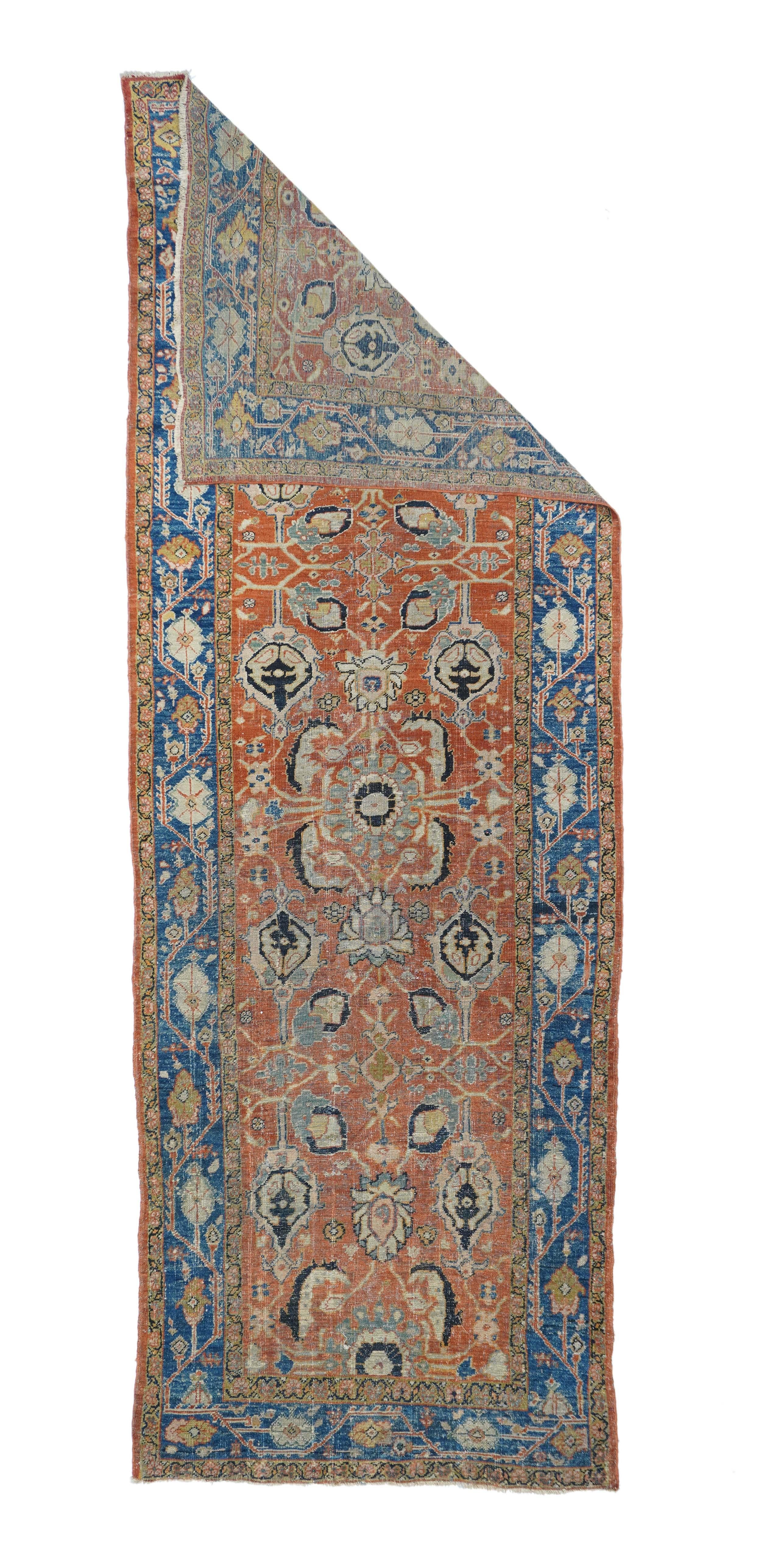 Alfombra Turca Fina Vintage 3'7'' x 10'5''. Finales del siglo XX