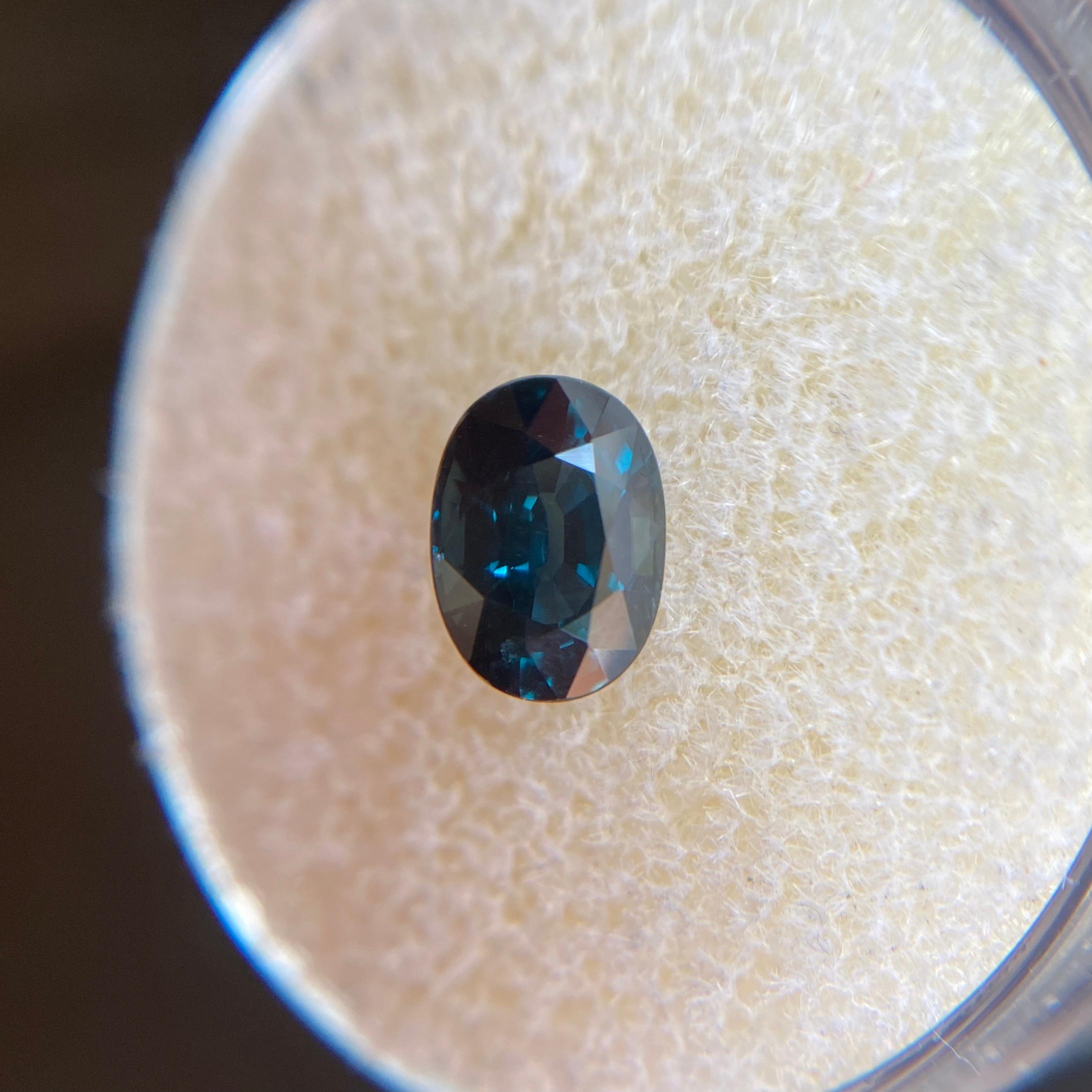 Fine Vivid Blue Green Teal Sapphire 1.33ct Oval Cut Loose Gem 5