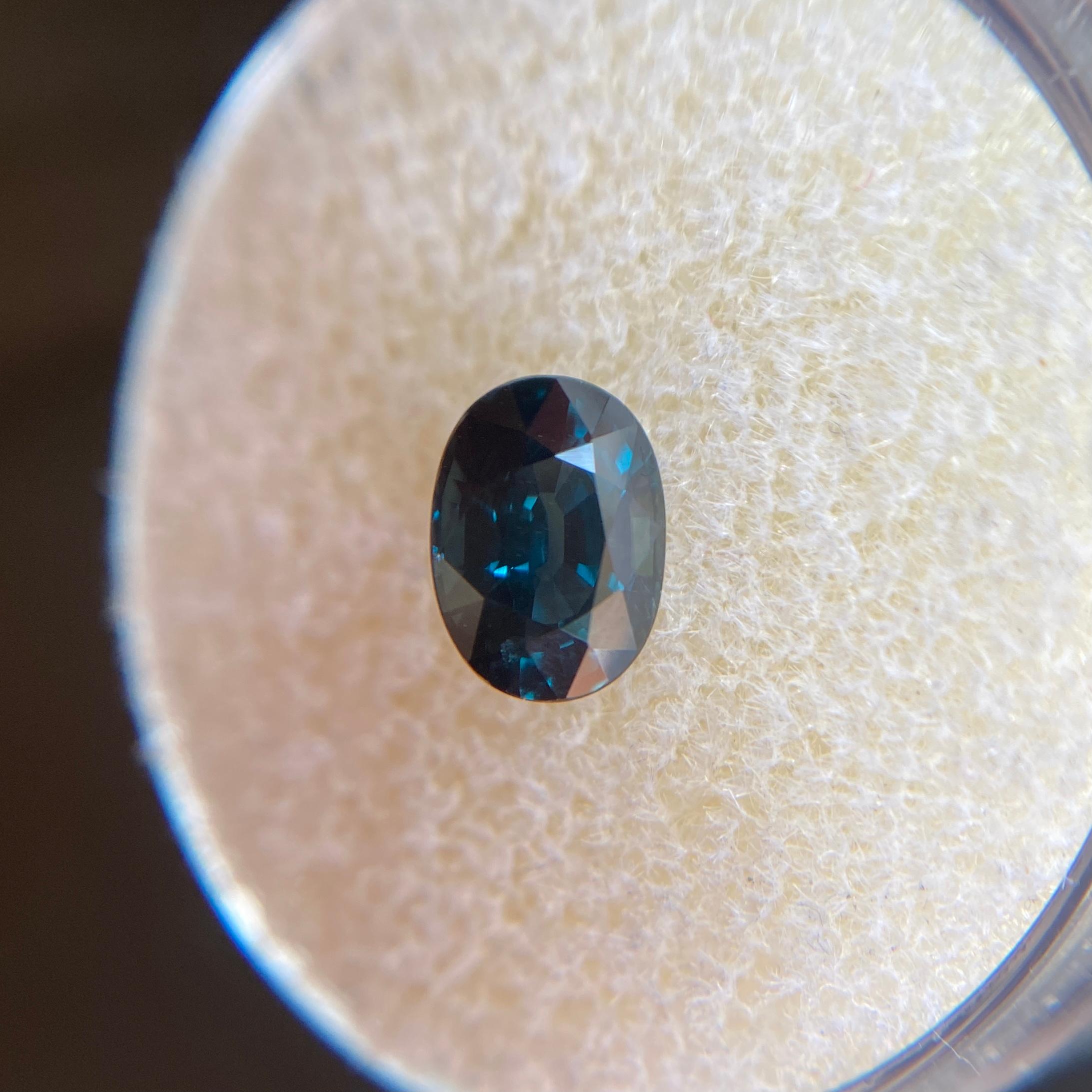 Fine Vivid Blue Green Teal Sapphire 1.33ct Oval Cut Loose Gem 6