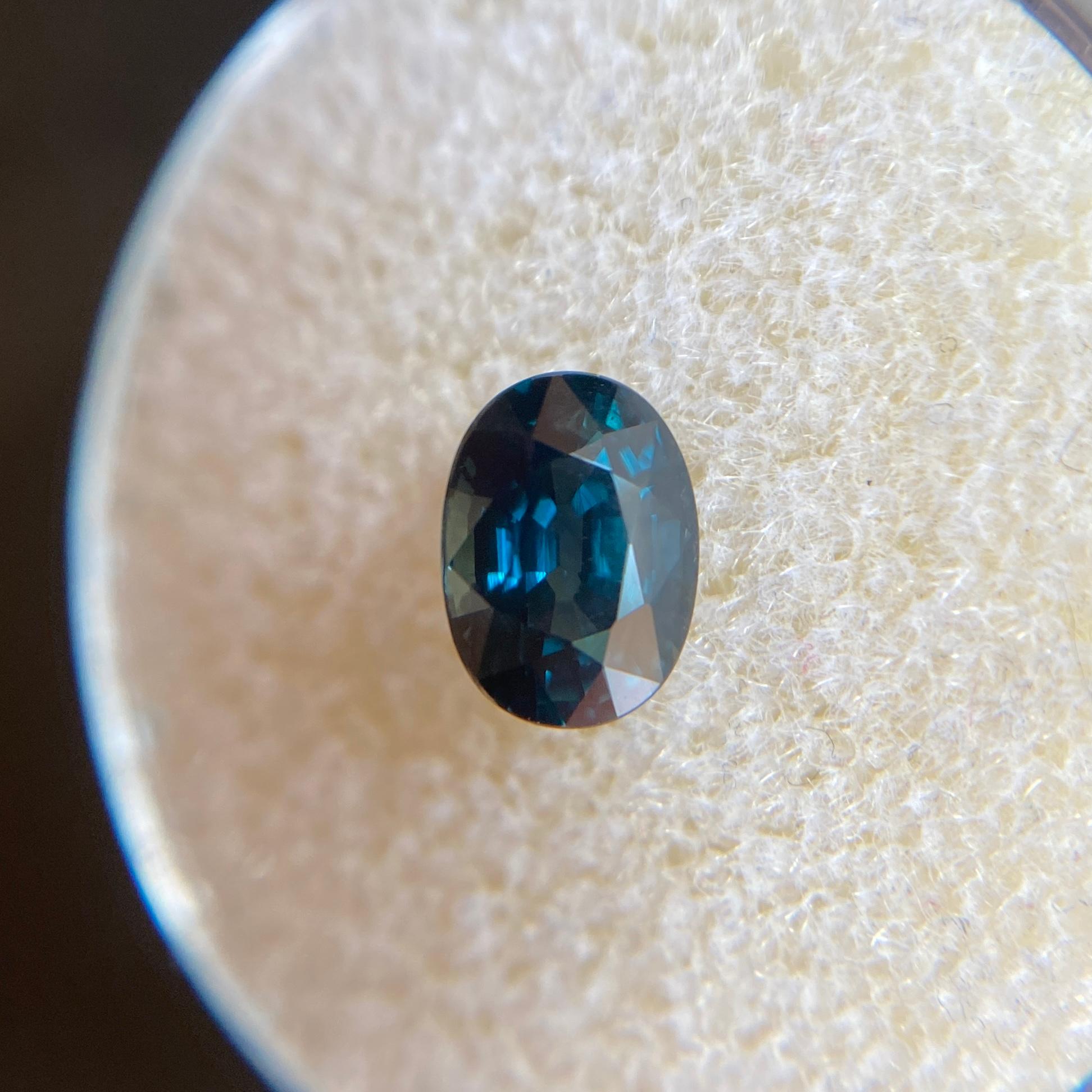 Fine Vivid Blue Green Teal Sapphire 1.33ct Oval Cut Loose Gem In New Condition In Birmingham, GB