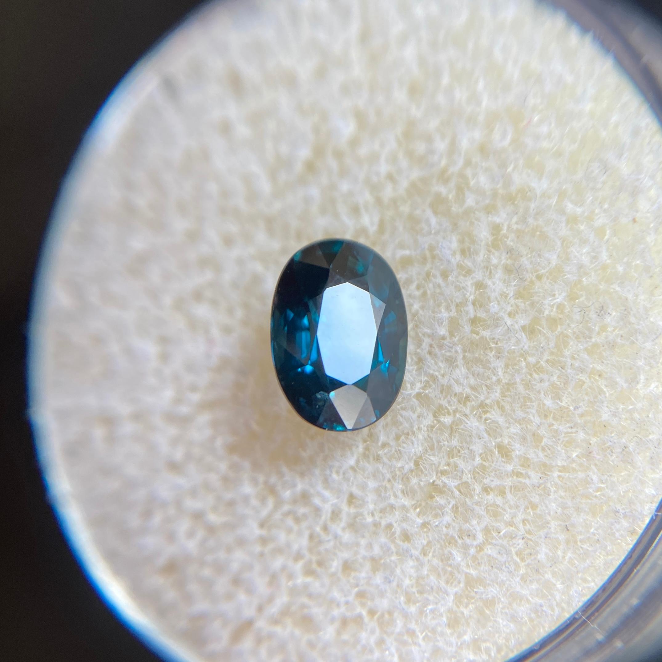 Fine Vivid Blue Green Teal Sapphire 1.33ct Oval Cut Loose Gem In New Condition In Birmingham, GB