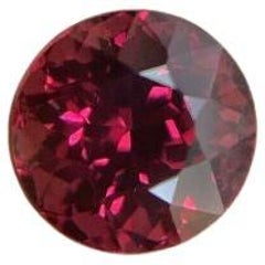 Fine pierre précieuse rare, grenat rhodolite rose vif et violet de 1,33 carat, taille ronde et diamants