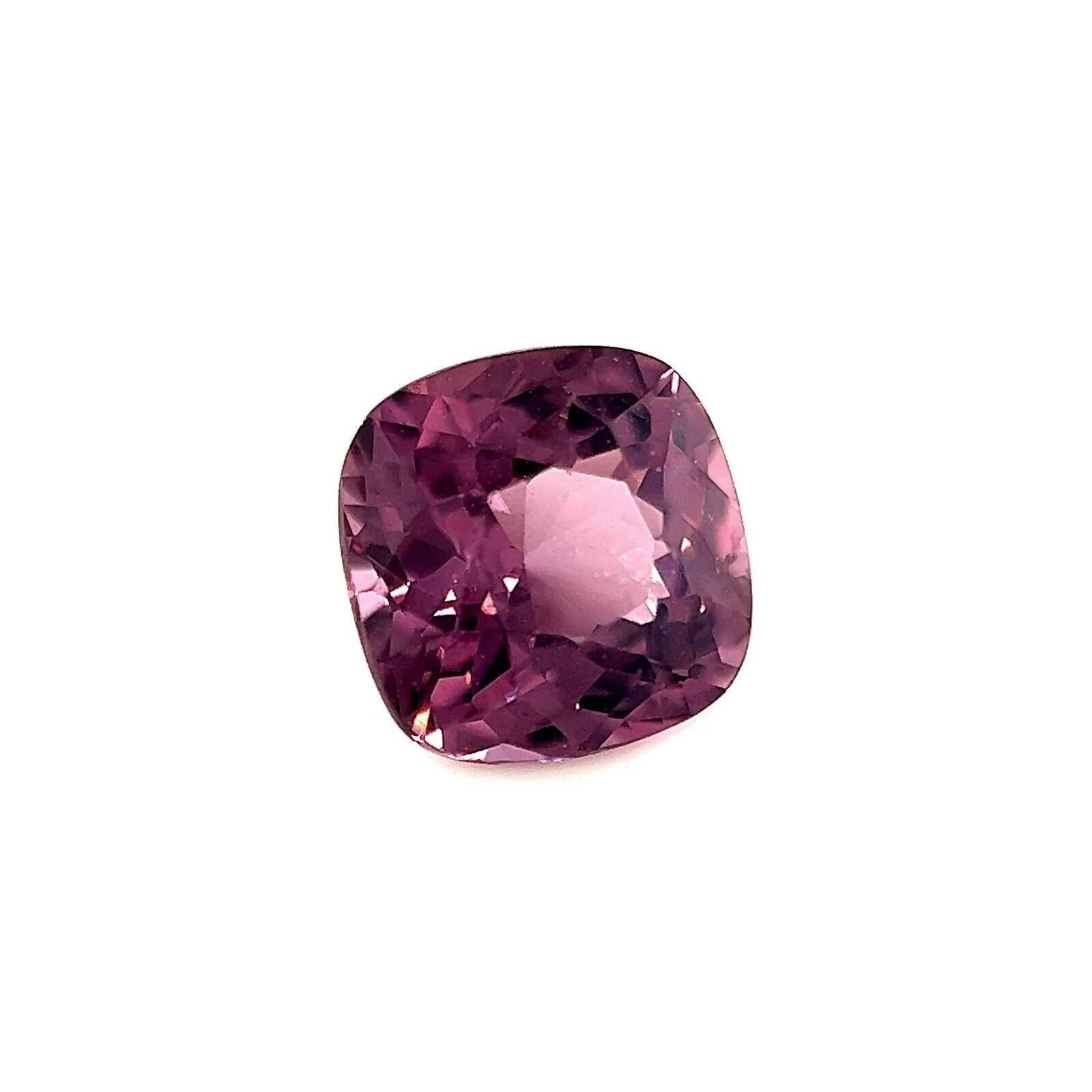 Fine Vivid Purple Pink Spinel 1.39ct Custom Cushion Cut 6.5x6.4mm Rare Loose Gem

Natural Purple Violet Spinel Gemstone.
Beautiful natural 1.39 Carat spinel with a vivid pink purple colour and very good clarity. Also has an excellent custom cushion