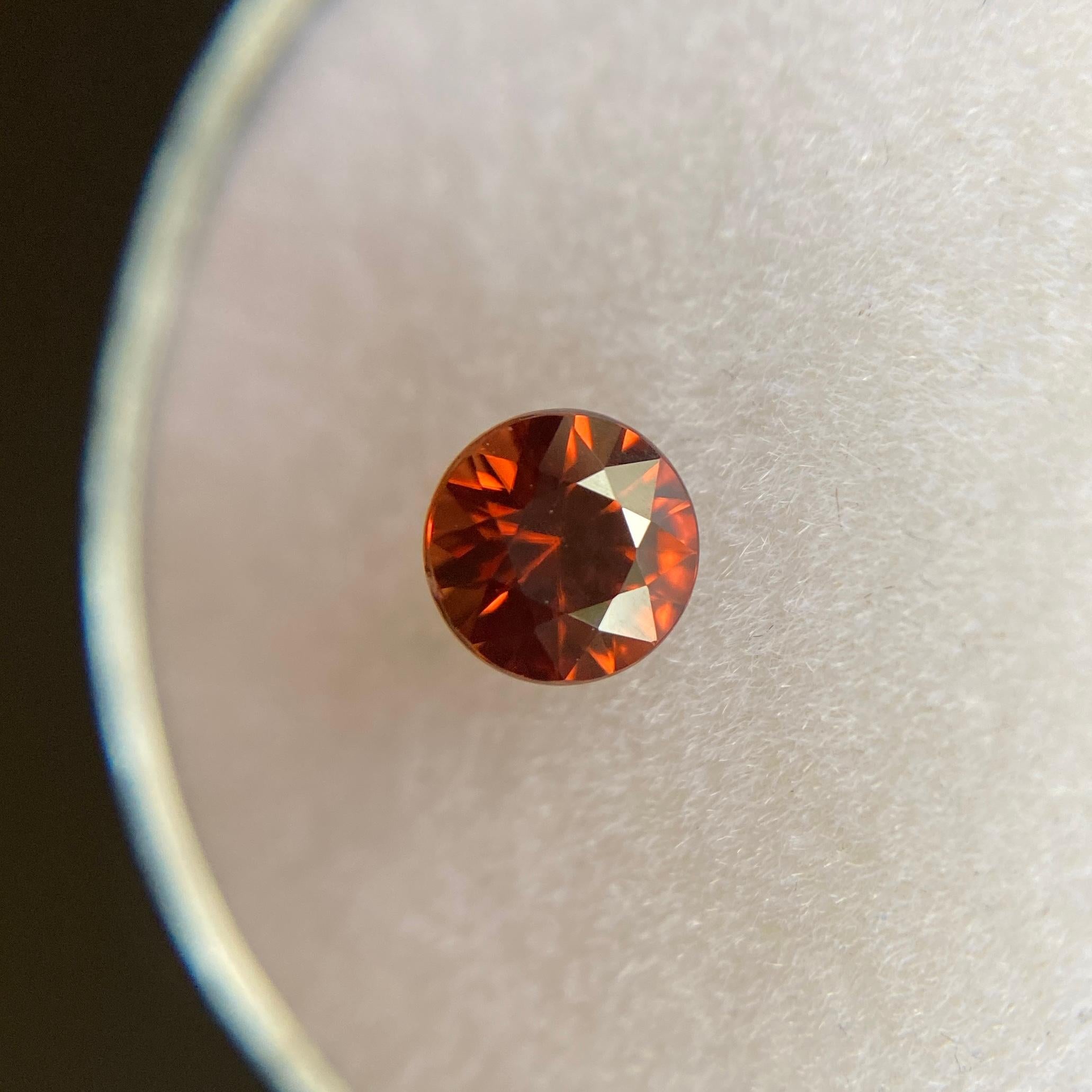 Round Cut Fine Vivid Red Orange Zircon 0.71ct Round Diamond Cut Natural Loose Gem