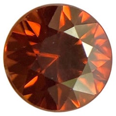 Fine Vivid Red Orange Zircon 0.71ct Round Diamond Cut Natural Loose Gem