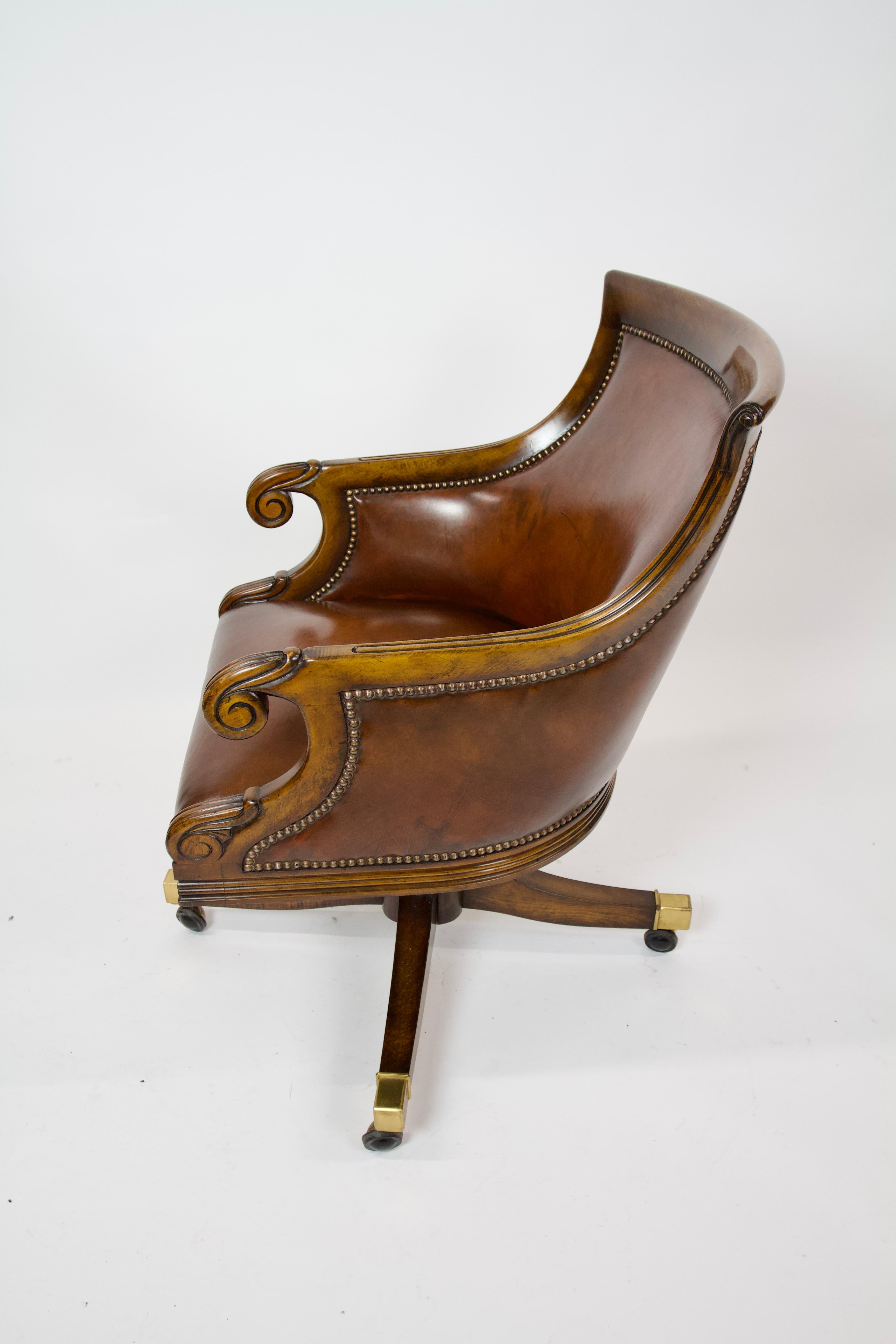 William IV  Fine W1V Style Mahogany & leather desk chair For Sale