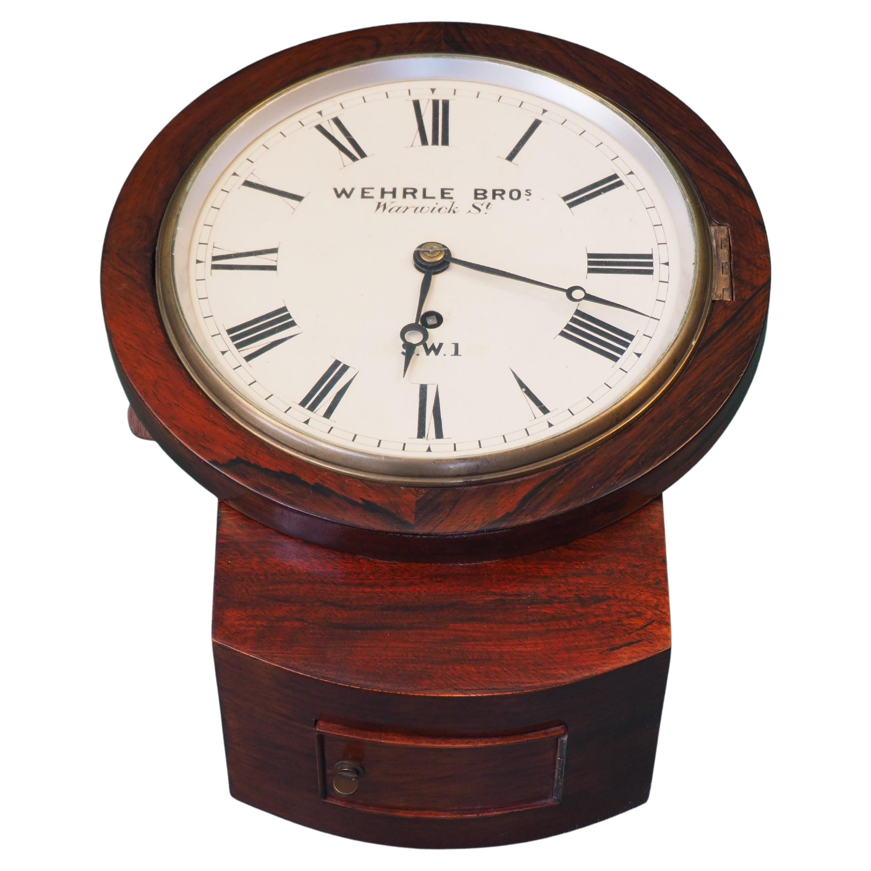 Fine Wall Clock by Wehrle of Switzerland For Sale