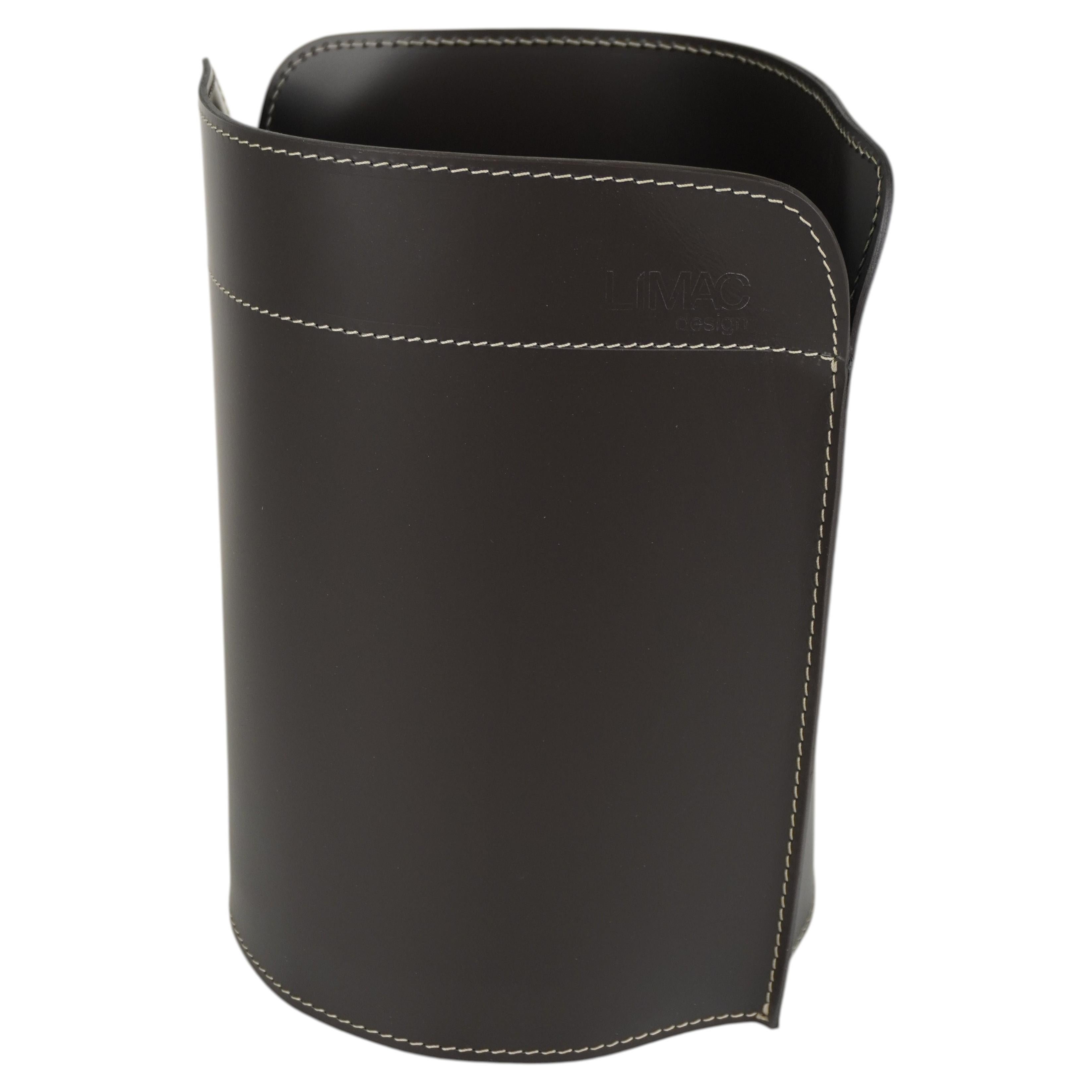 Fine Waste Paper Bin CANISTRO - 24 x 31 x 34h cm - Regenerated Leather