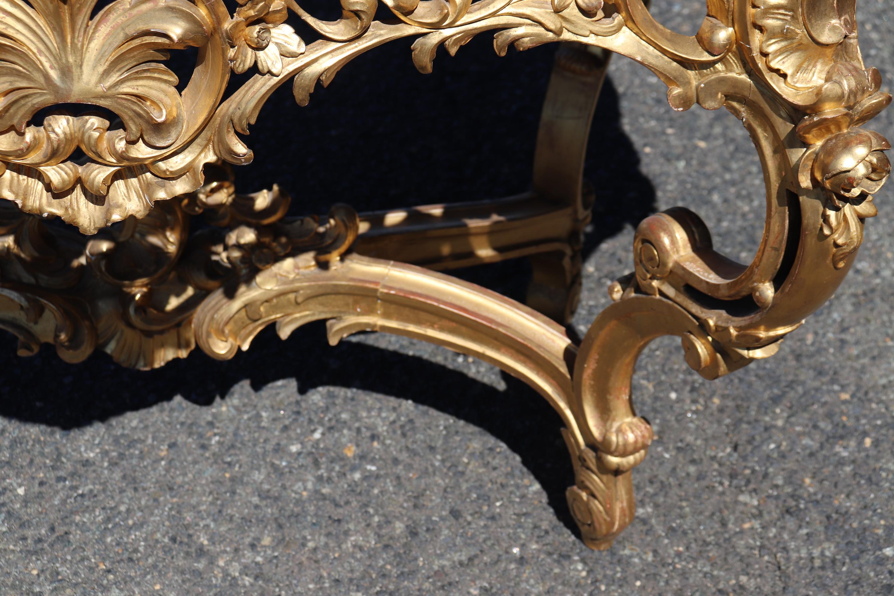 Fine Water-Gilded Rouge Marble Top Louis XV Rococo Center Table Circa 1900 For Sale 5