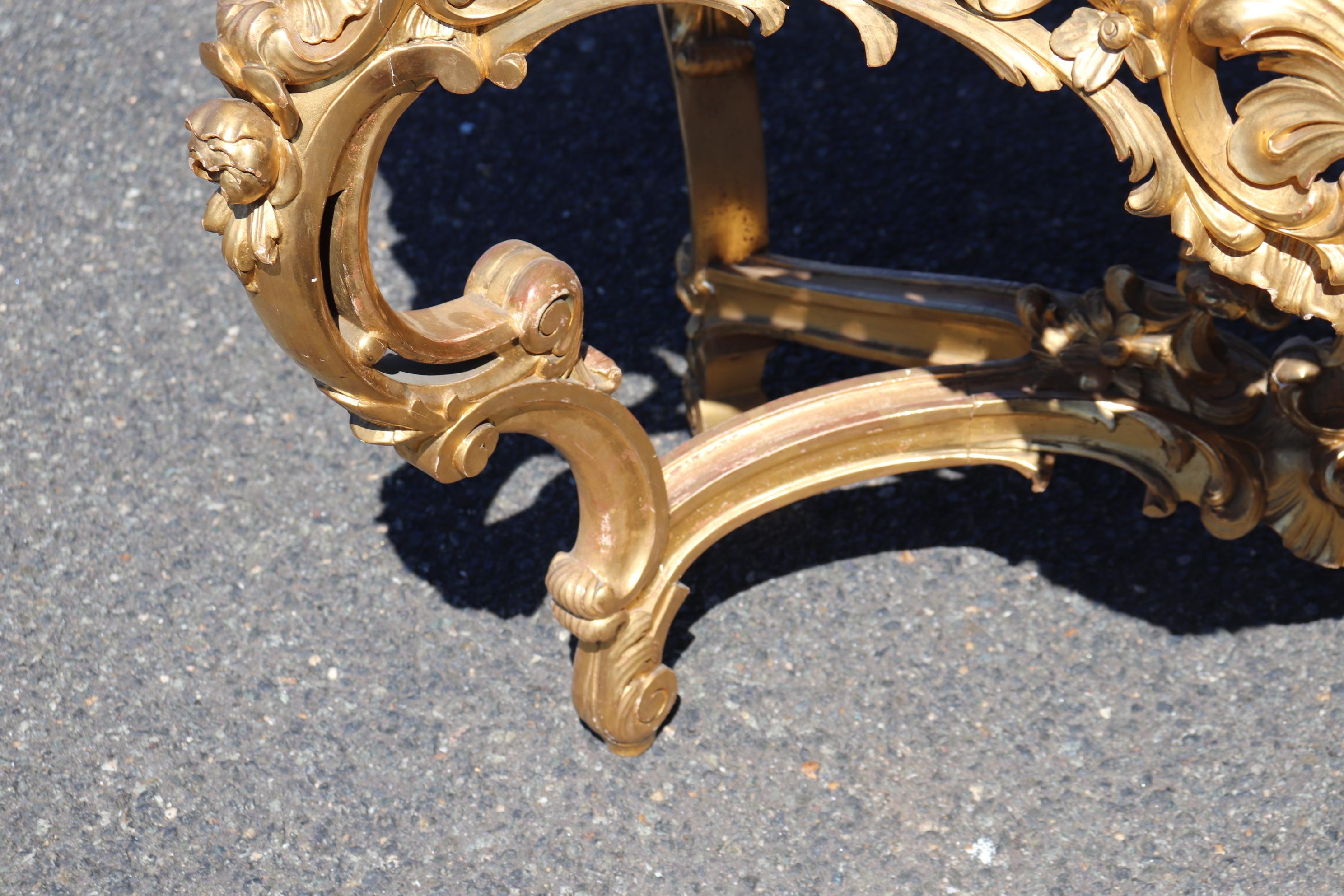 Fine Water-Gilded Rouge Marble Top Louis XV Rococo Center Table Circa 1900 For Sale 4