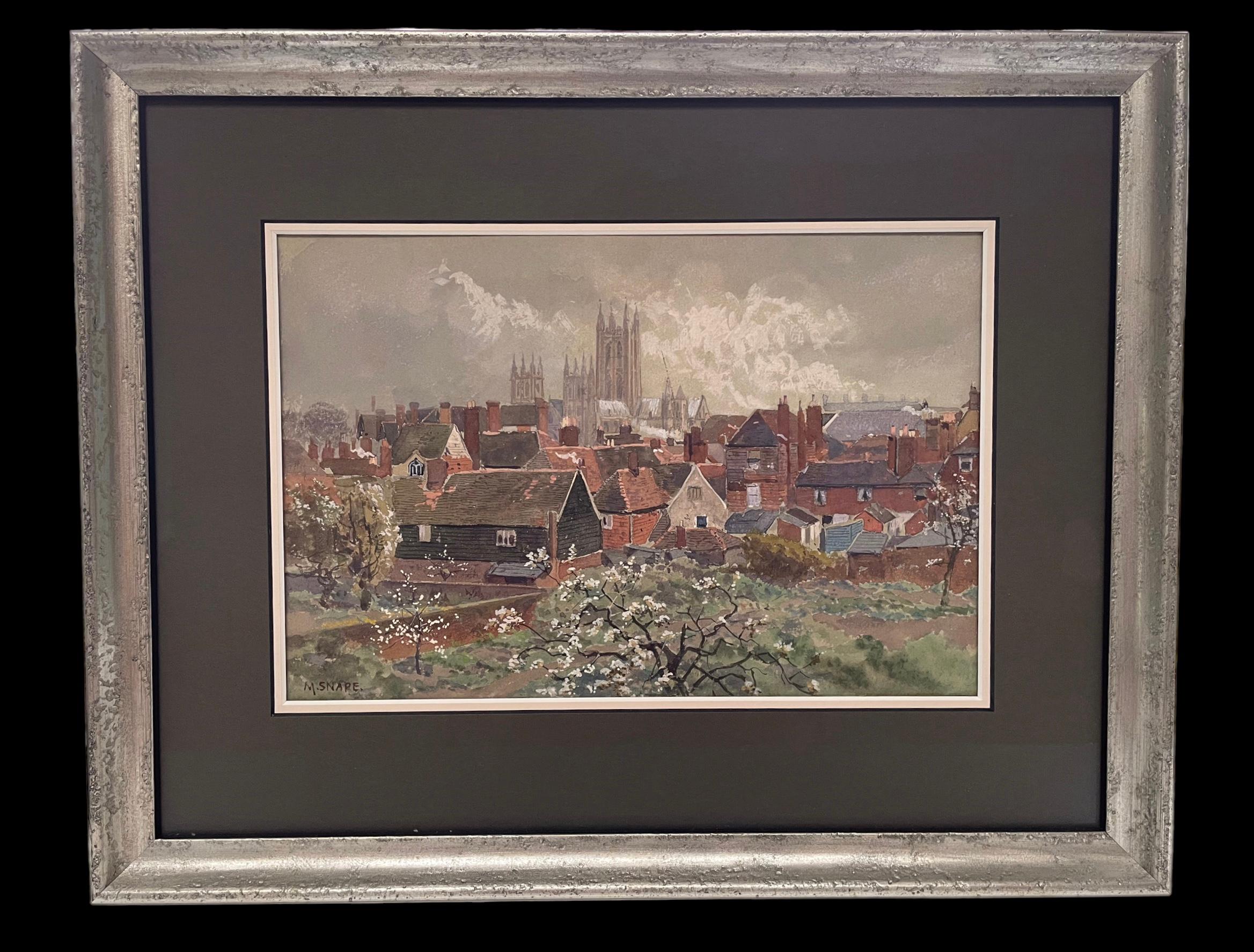 Fine Watercolour of Canterbury Cathedral by Martin Snape c.1920 For Sale 3