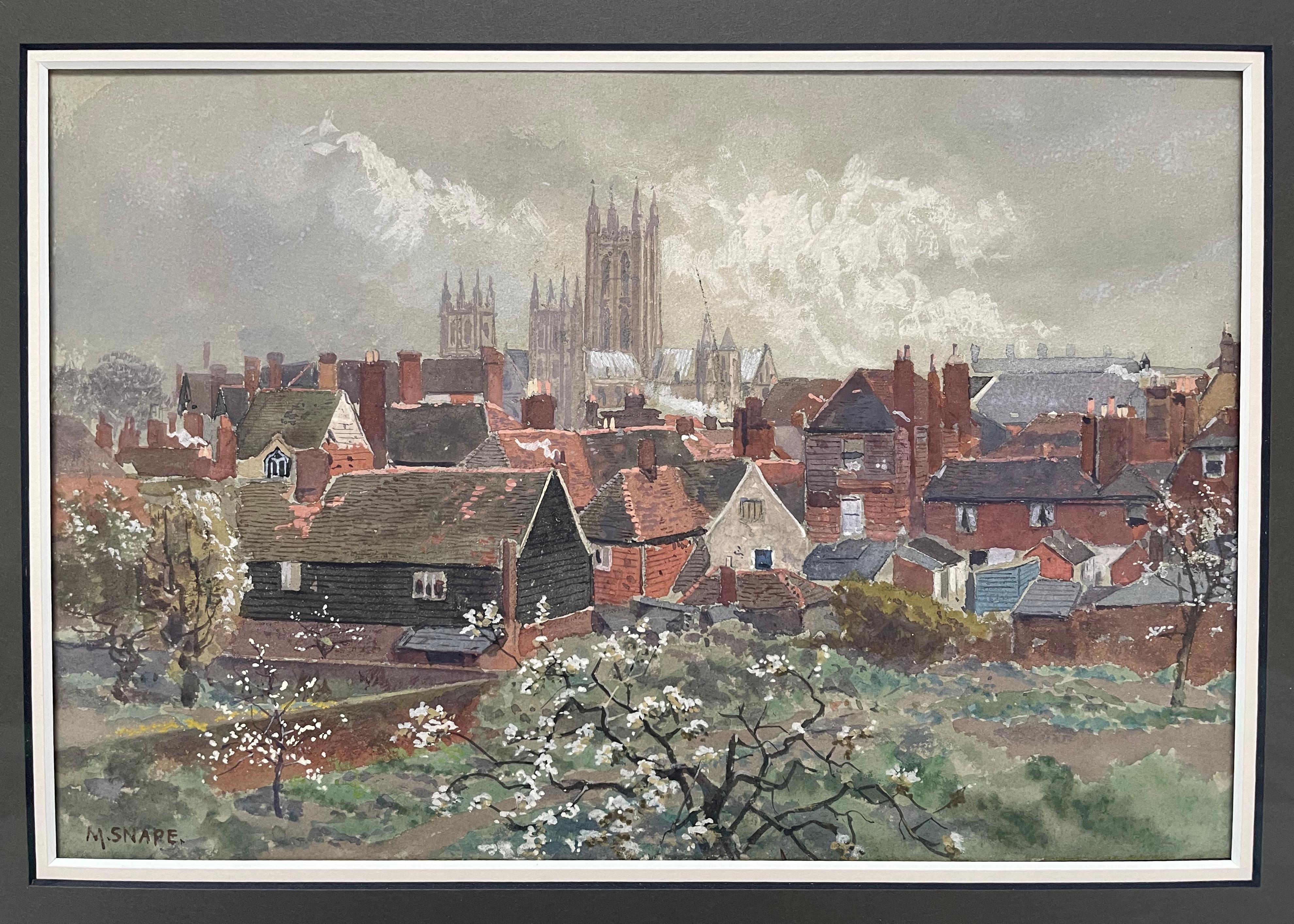 Other Fine Watercolour of Canterbury Cathedral by Martin Snape c.1920 For Sale