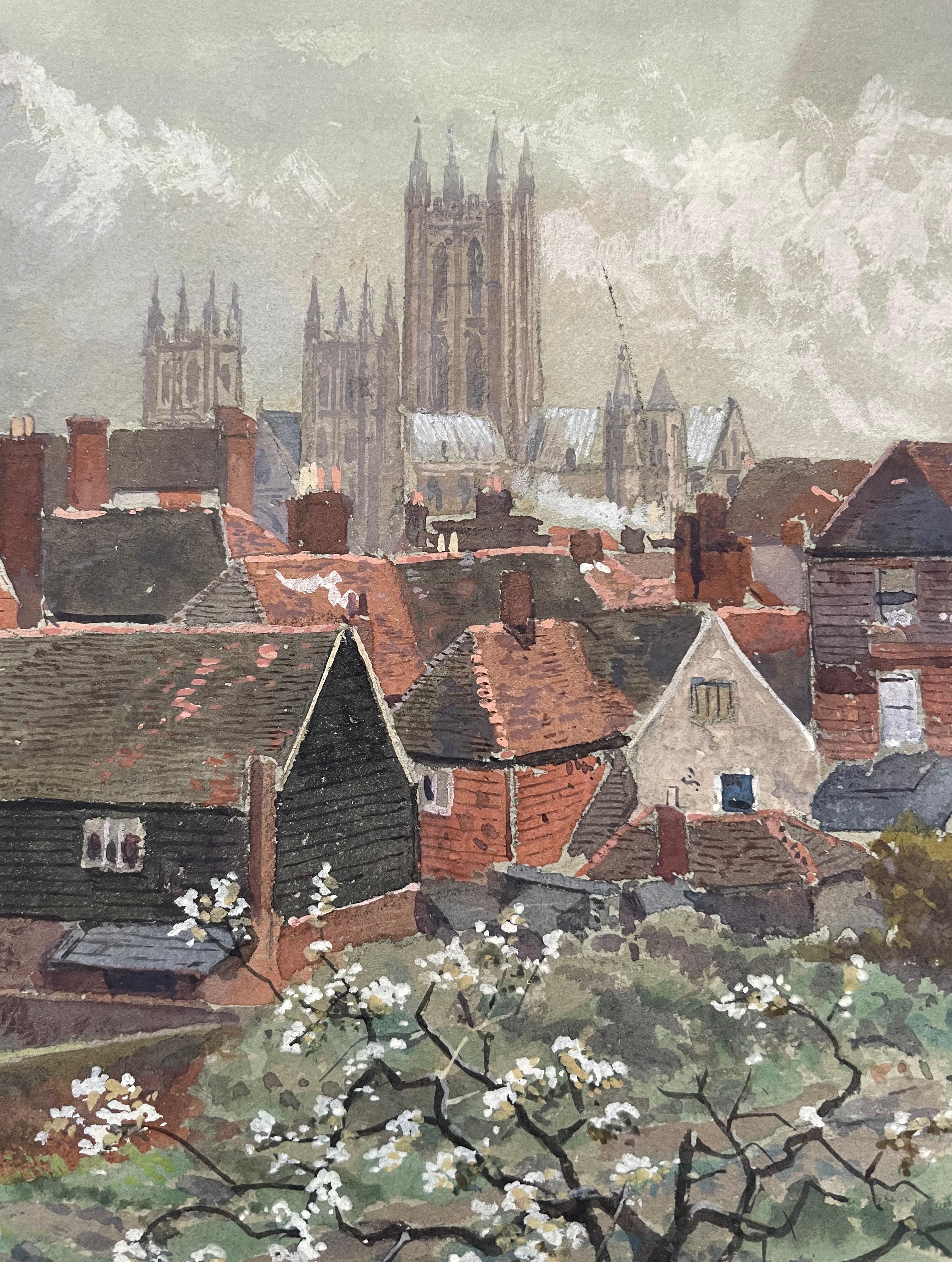 British Fine Watercolour of Canterbury Cathedral by Martin Snape c.1920 For Sale