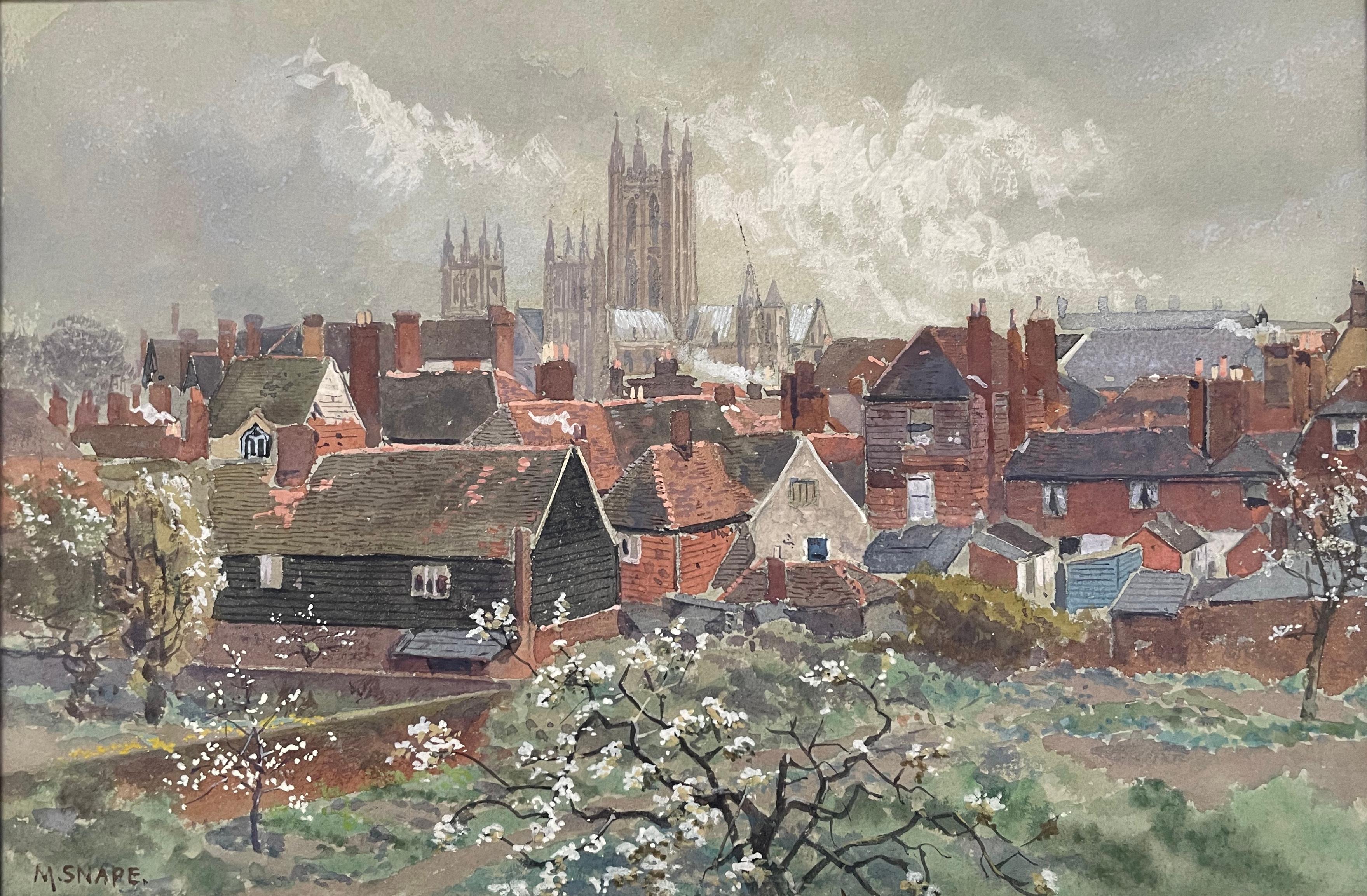 Fine Watercolour of Canterbury Cathedral by Martin Snape c.1920 In Good Condition For Sale In Lee-On-The-Solent, GB