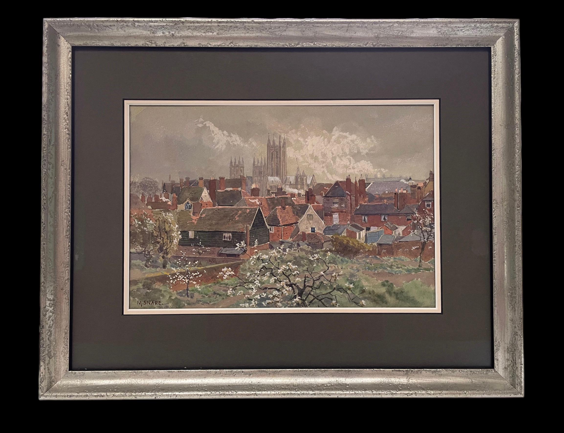 Fine Watercolour of Canterbury Cathedral by Martin Snape c.1920 For Sale 2