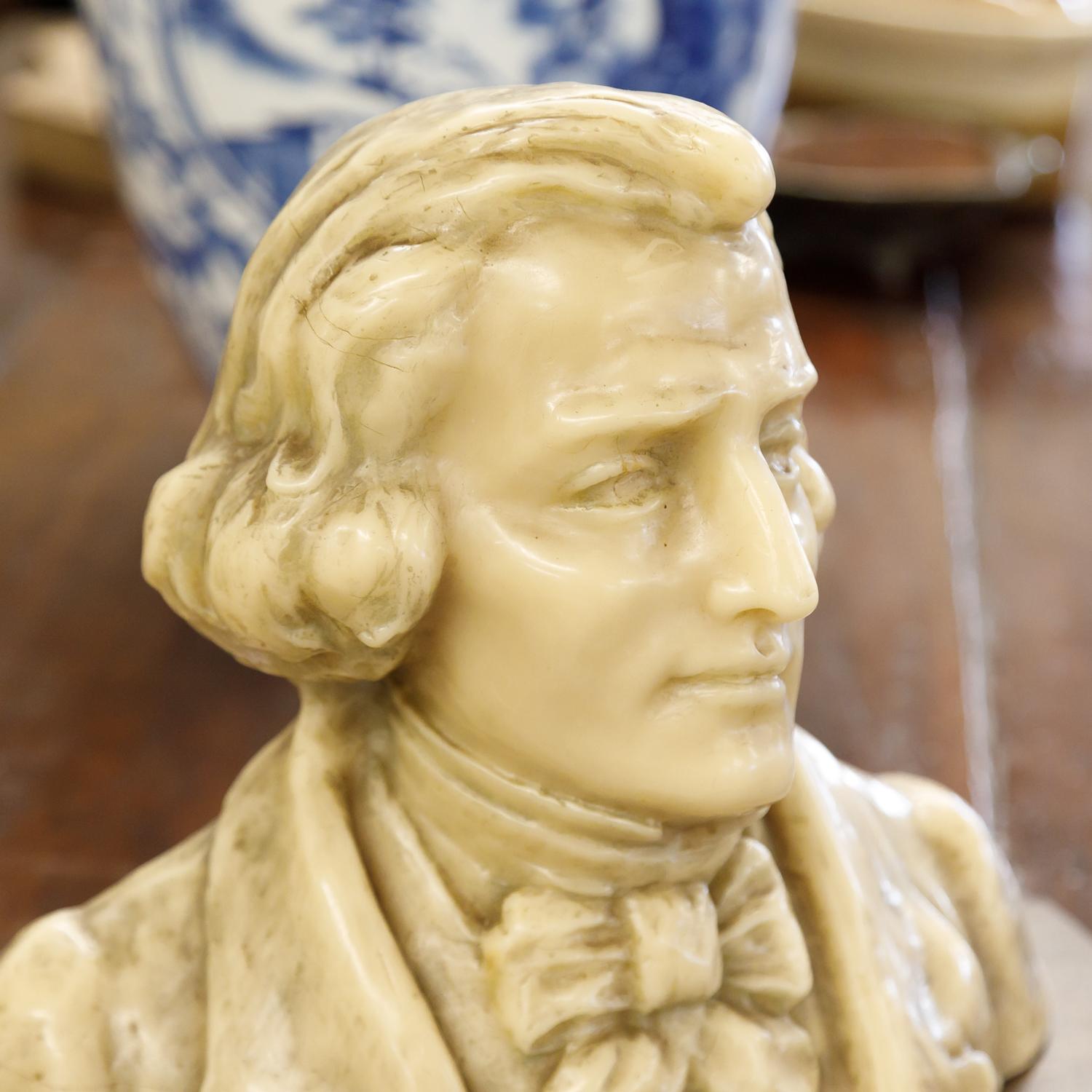 Fine Wax Bust of Franz Liszt by French Sculptor Paul Gaston Deprez, Signed In Good Condition In Birmingham, AL