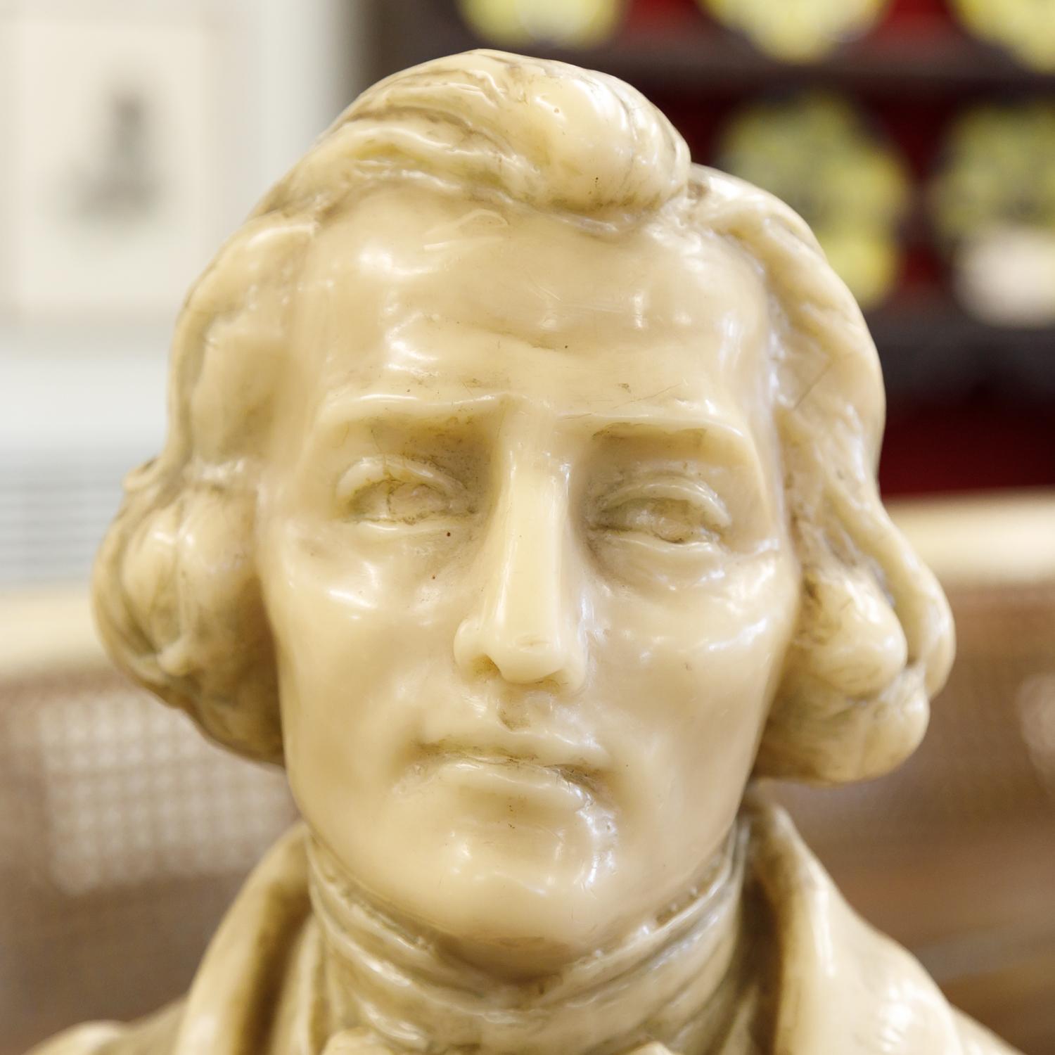 Late 19th Century Fine Wax Bust of Franz Liszt by French Sculptor Paul Gaston Deprez, Signed