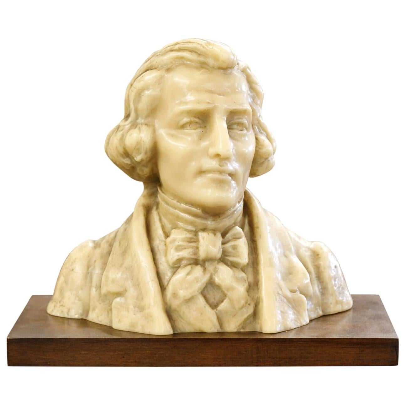 Fine Wax Bust of Franz Liszt by French Sculptor Paul Gaston Deprez, Signed