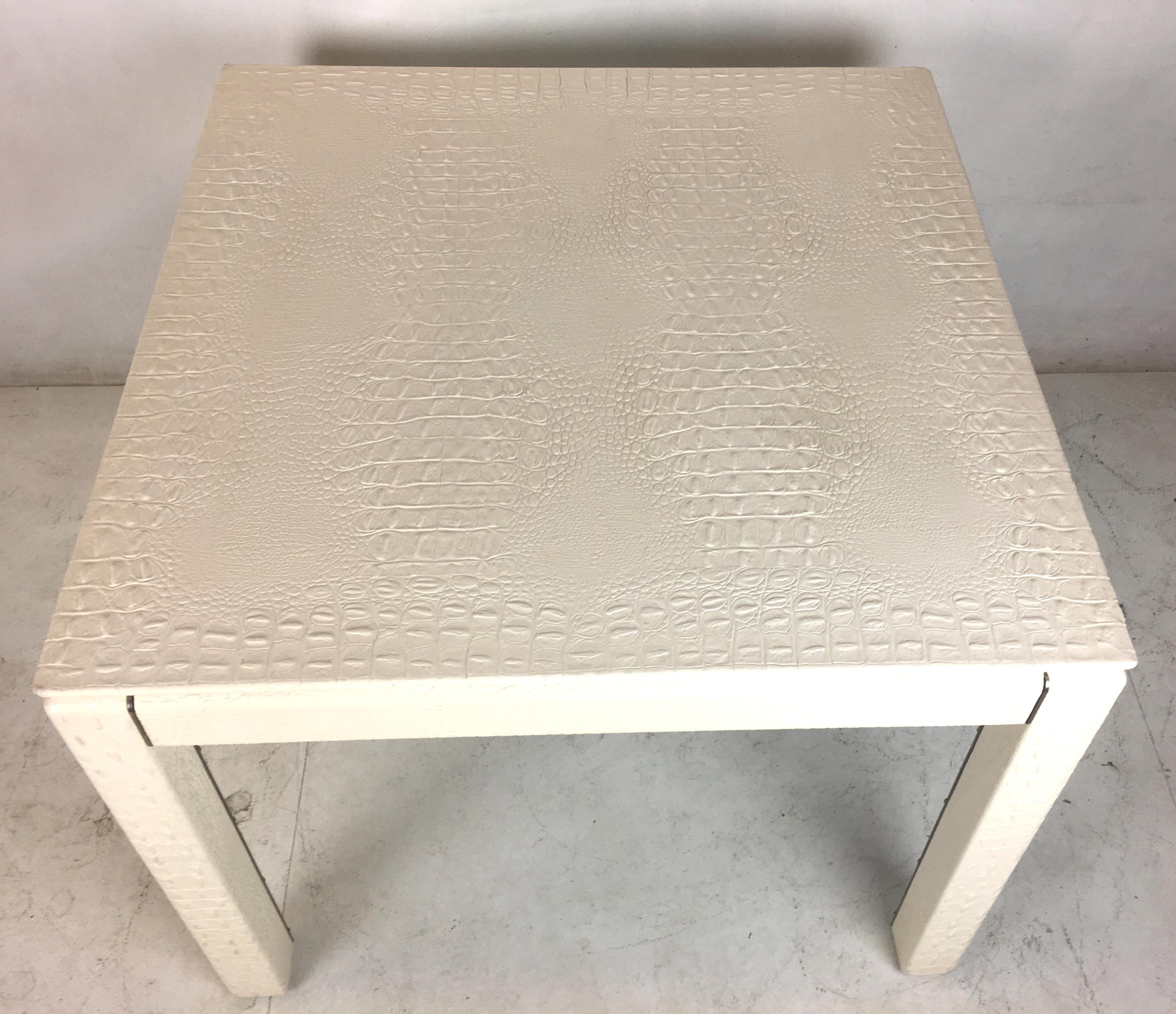 Mid-Century Modern Fine White Alligator Leather Games Table Attributed to Karl Springer
