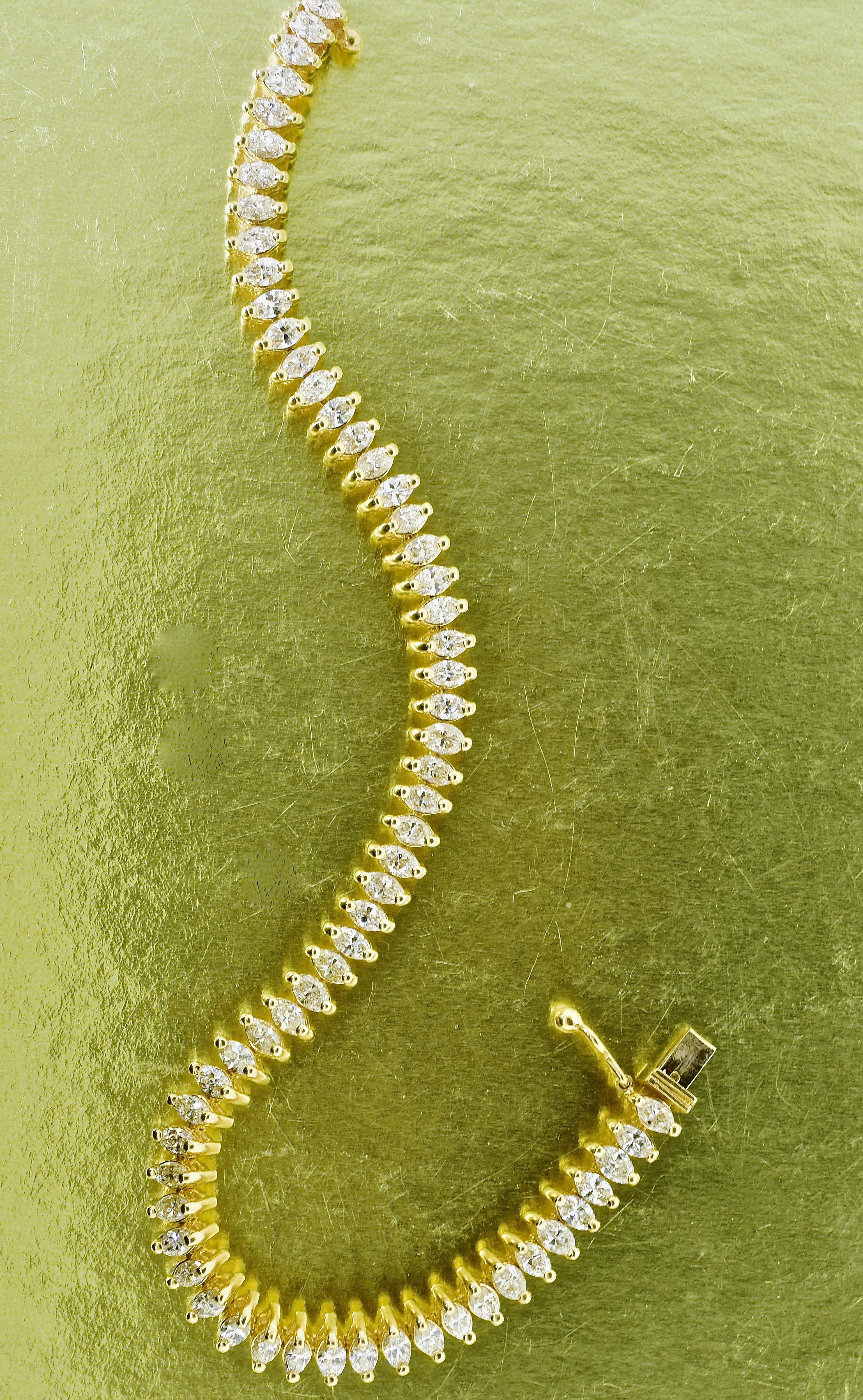 Fine White Diamond and Yellow Gold Contemporary Flexible Bracelet 2