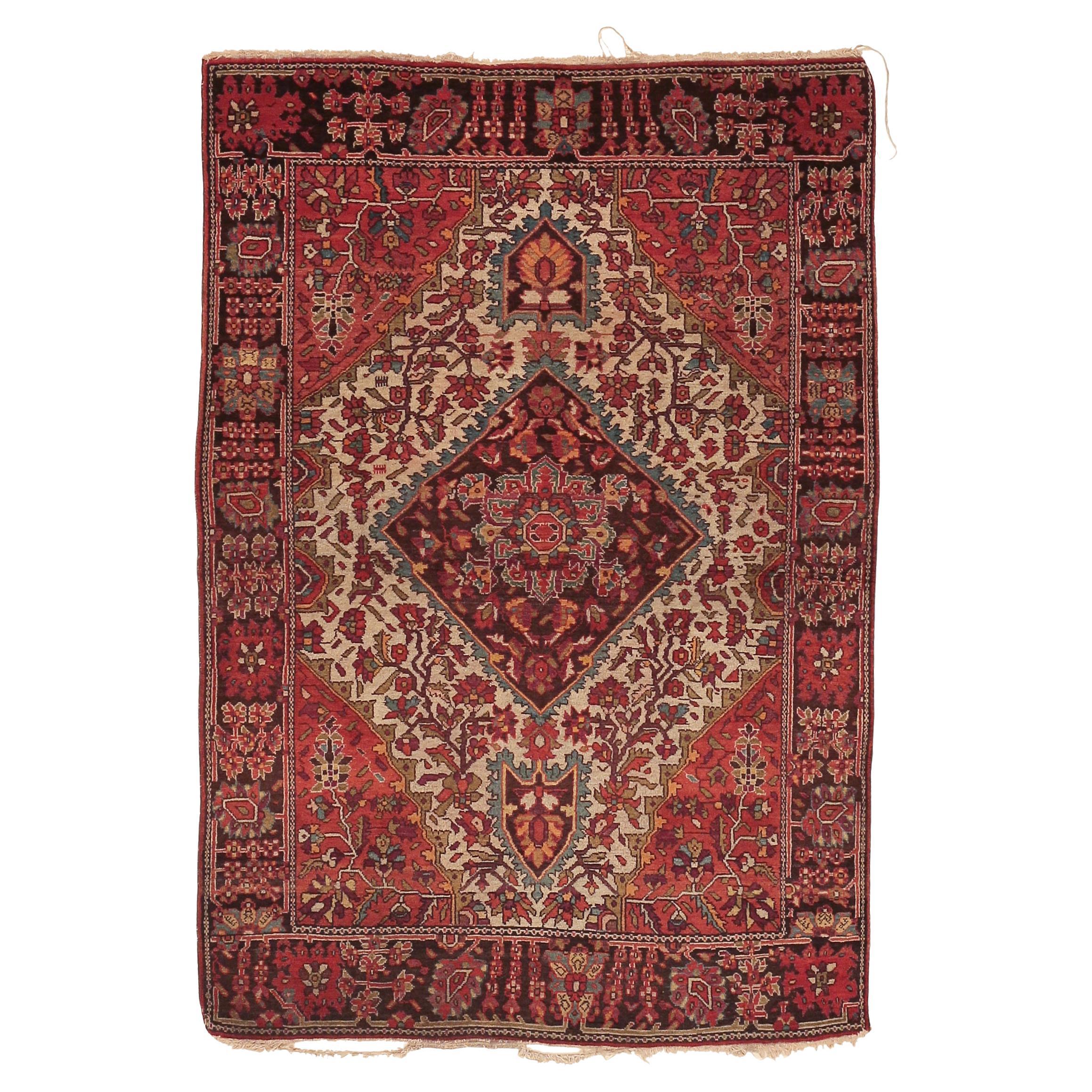 Fine White Ground Antique Ferahan Sarouk Rug For Sale