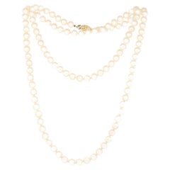 Fine White Natural Pearls Long Strand Necklace