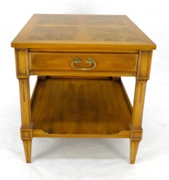 Fine Widdicomb Burl Wood One Drawer Buckle Style Brass Pull End Table MINT!