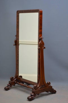 Fine William IV Cheval Mirror in Mahogany