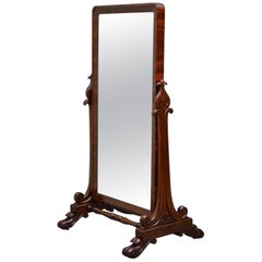 Fine William IV Cheval Mirror in Mahogany