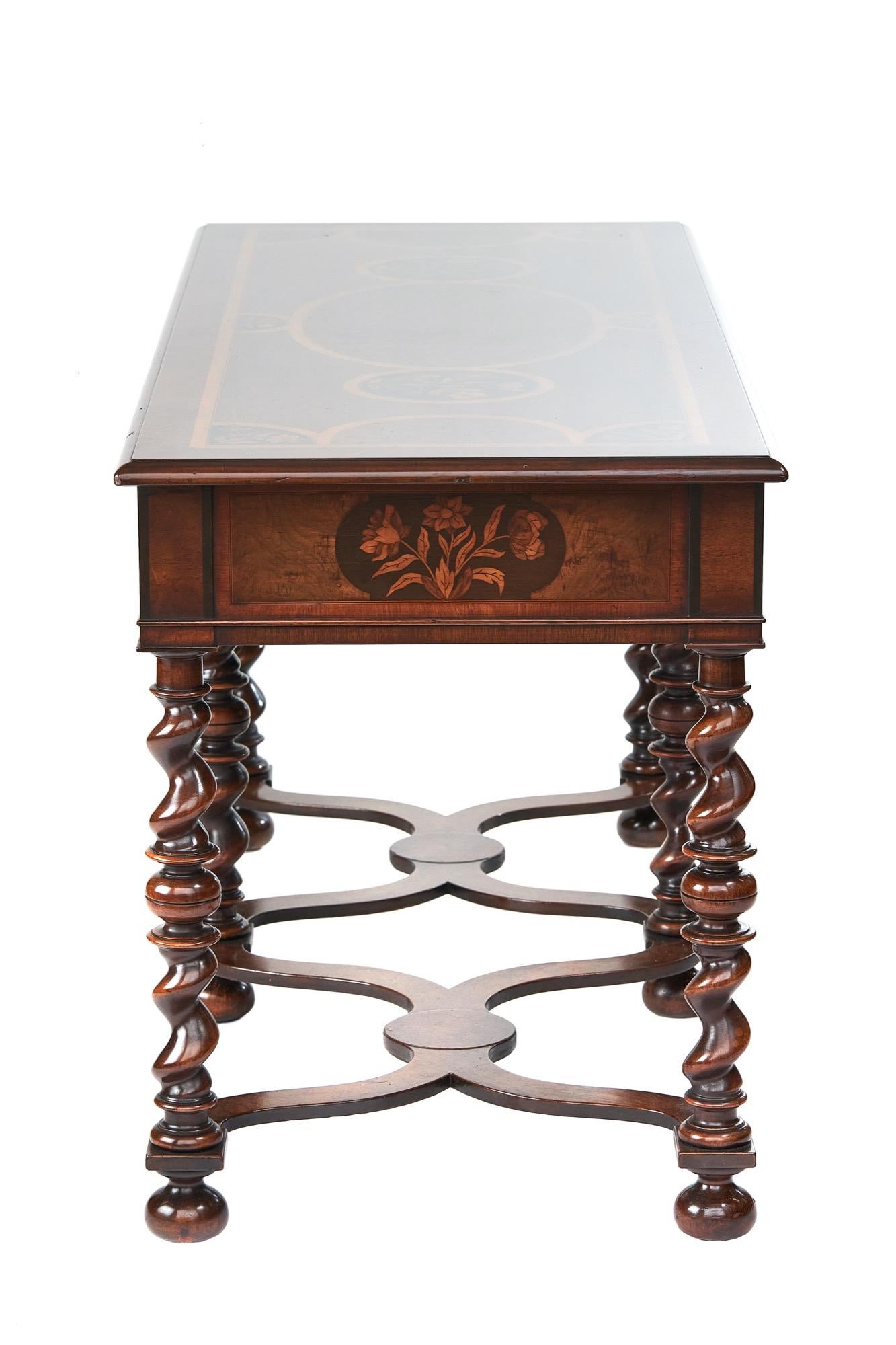 William and Mary Fine William & Mary Revival Walnut & Marquetry Centre Table For Sale